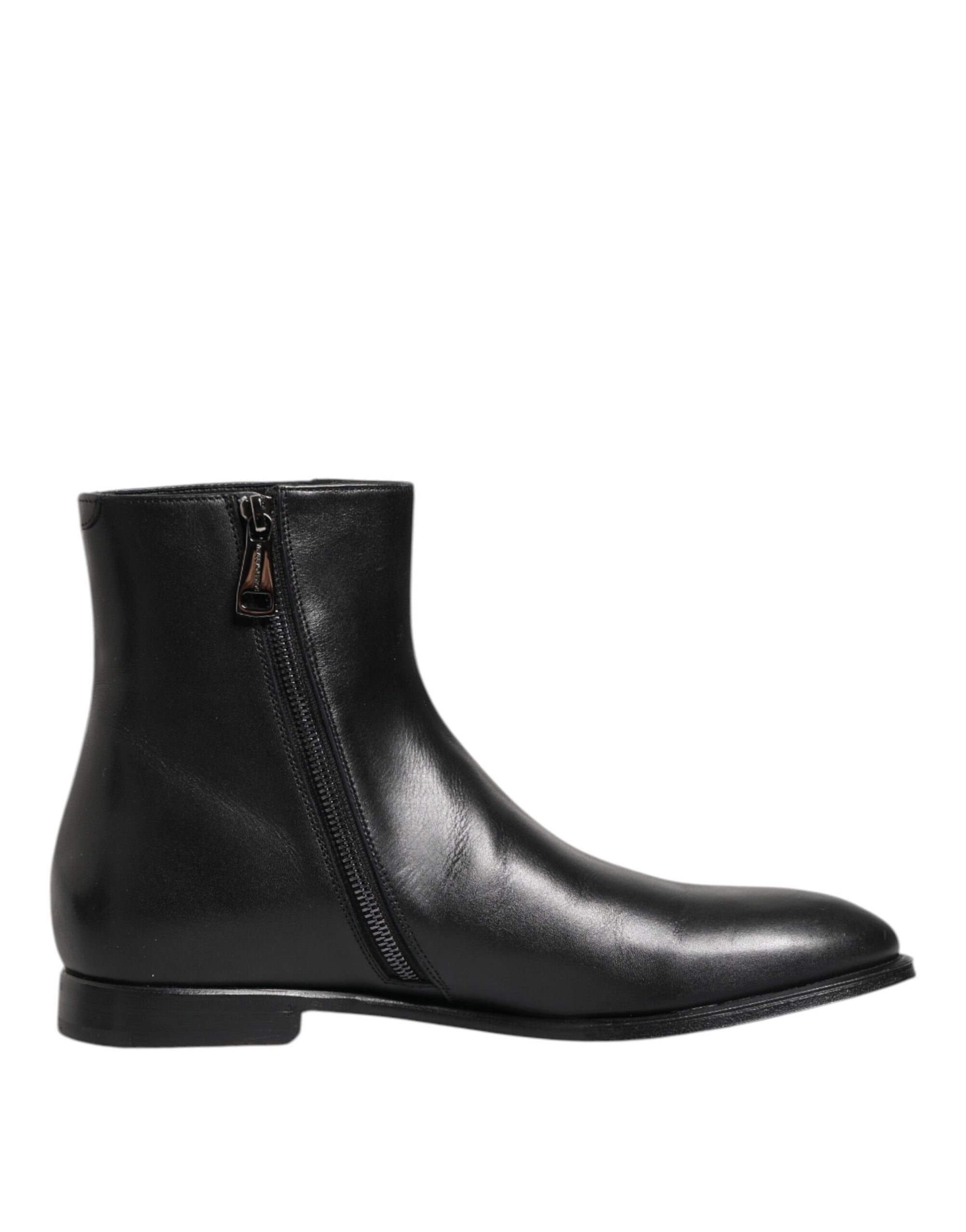 Dolce & Gabbana Black Leather Mid Calf Men Boots Shoes
