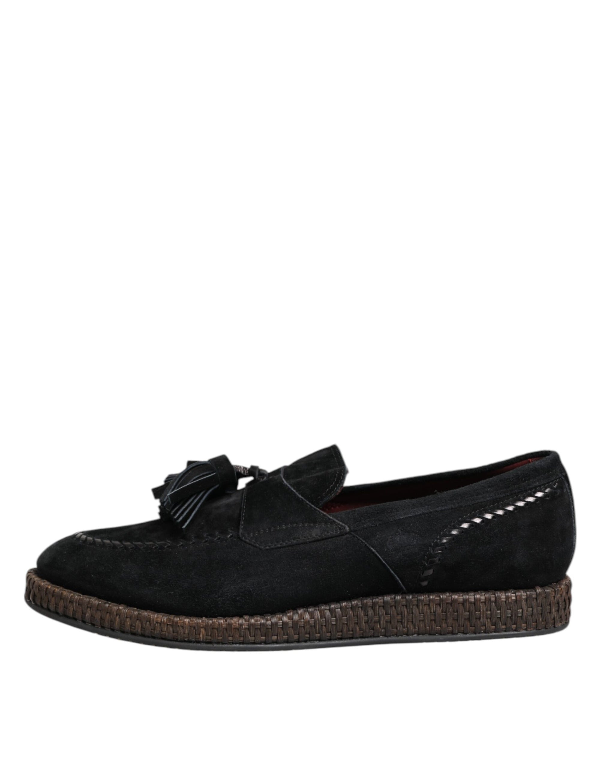 Dolce & Gabbana Black Suede Tassel Embellished Loafers Shoes