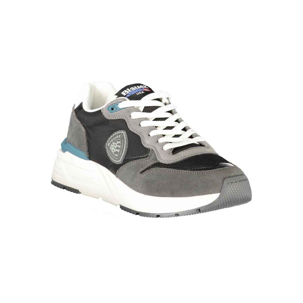 Blauer Black Leather Men Sneaker