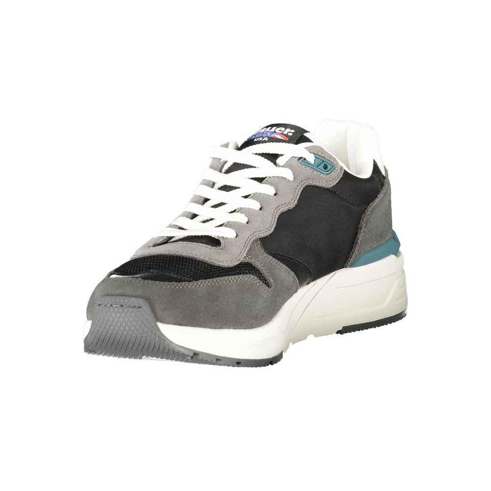 Blauer Black Leather Men Sneaker
