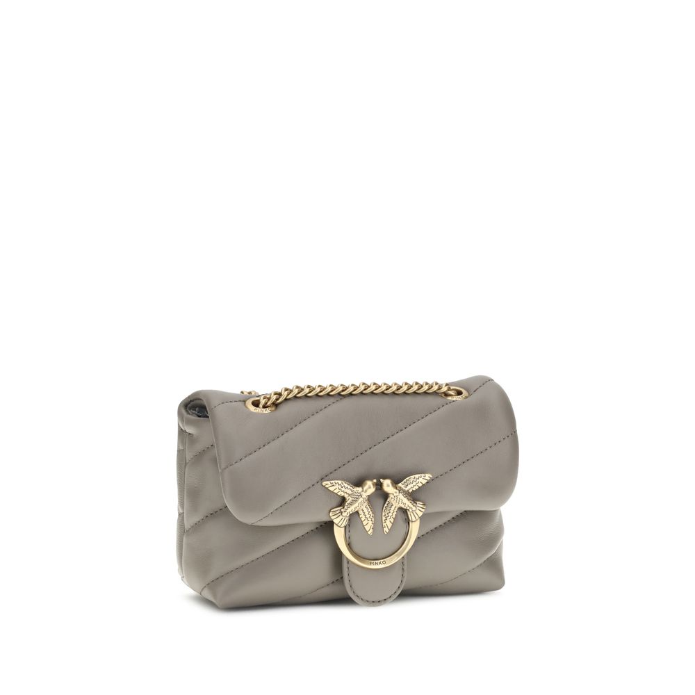PINKO Gray Calf Leather Bos Taurus Shoulder Bag