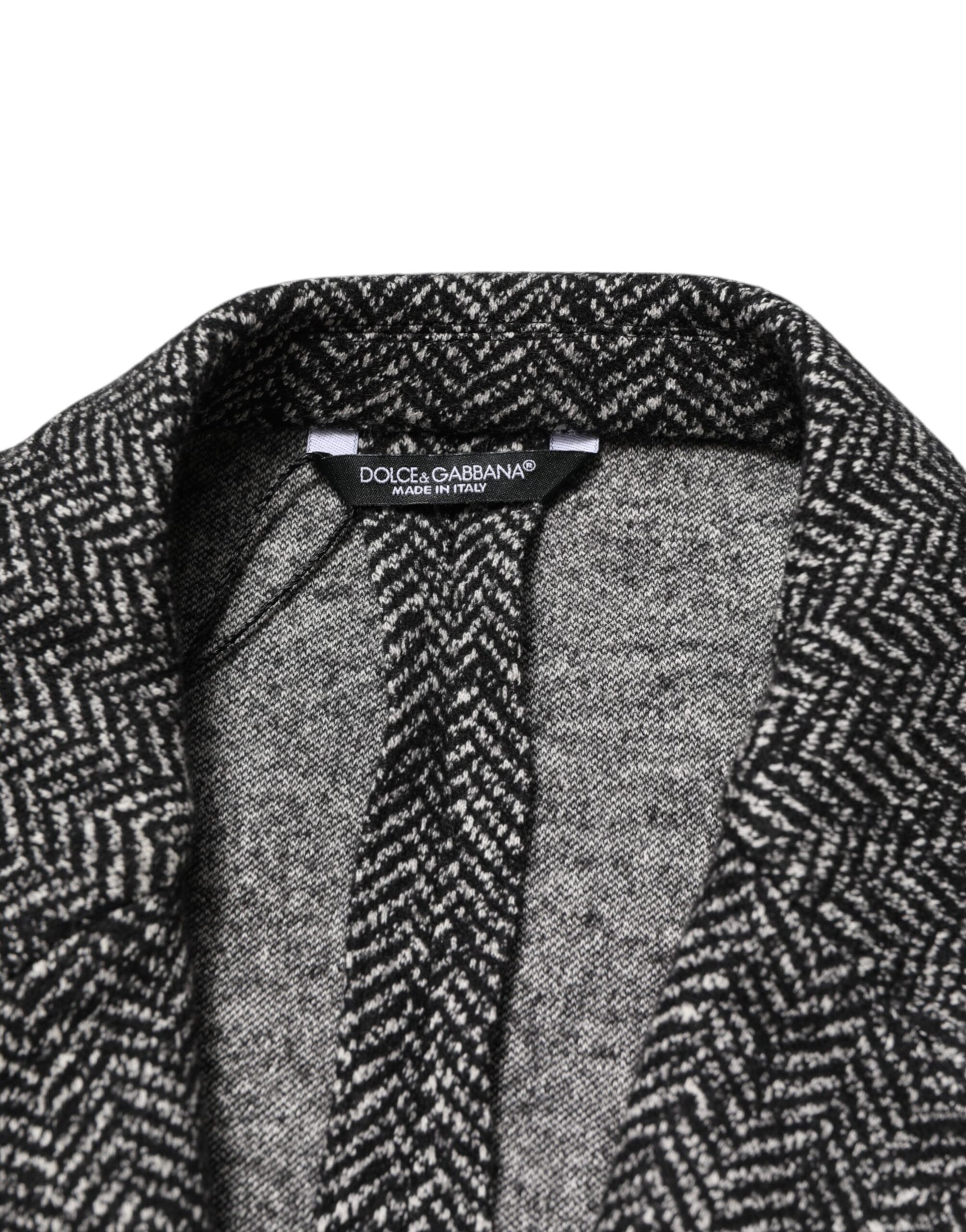 Dolce & Gabbana Black White Double Breasted Men Suit Blazer