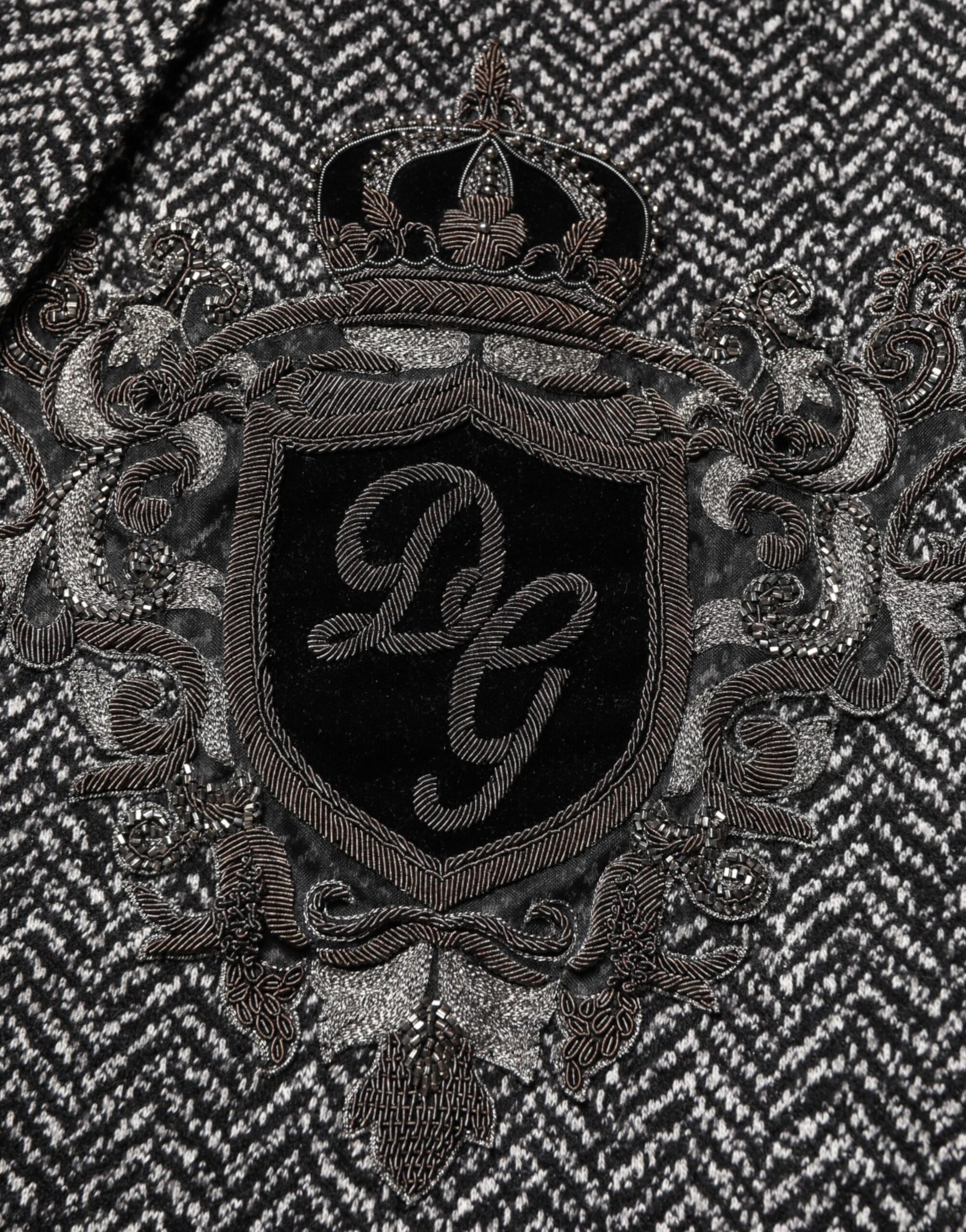 Dolce & Gabbana Black White Double Breasted Men Suit Blazer