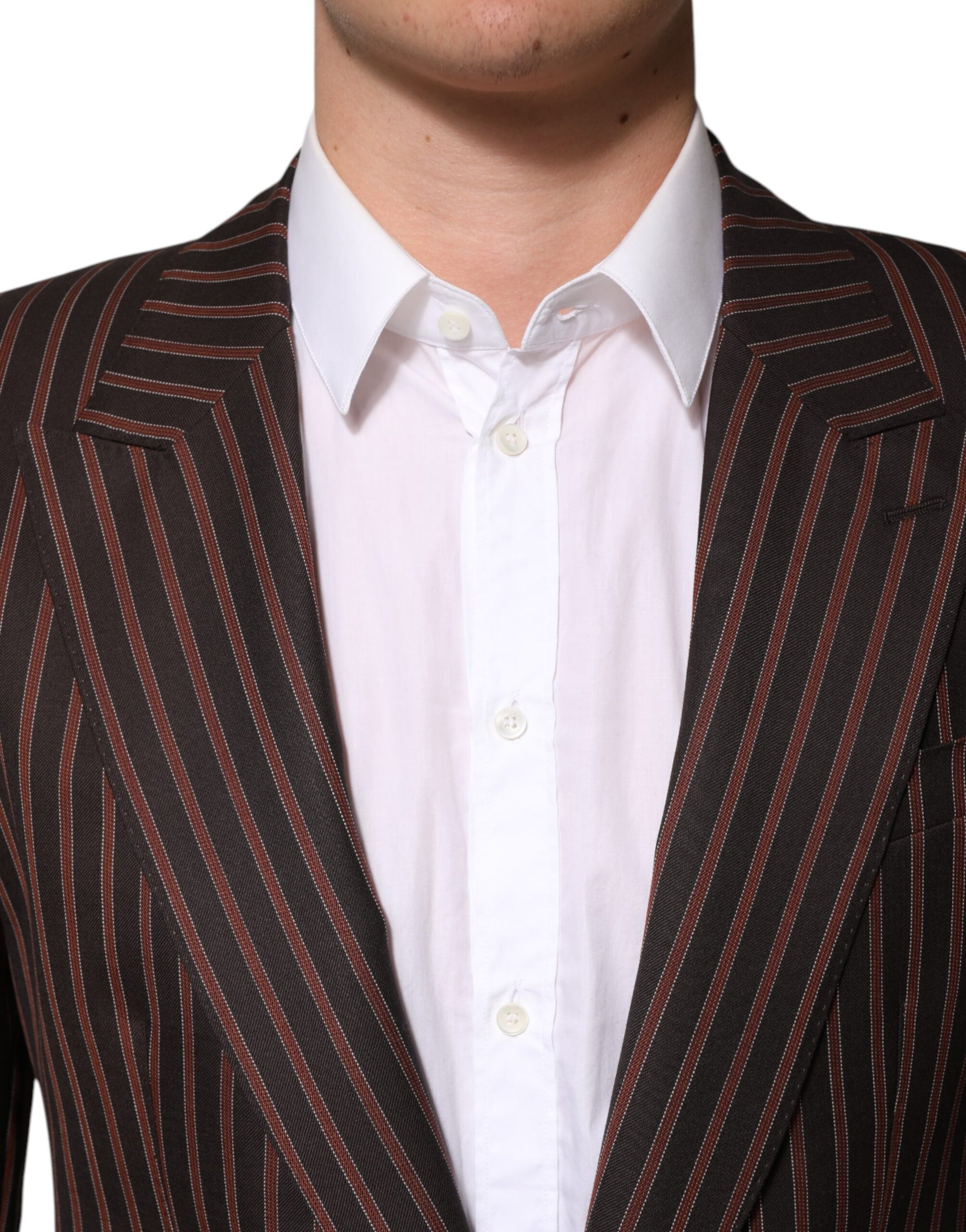 Dolce & Gabbana Black Brown Stripe Single Breasted Blazer