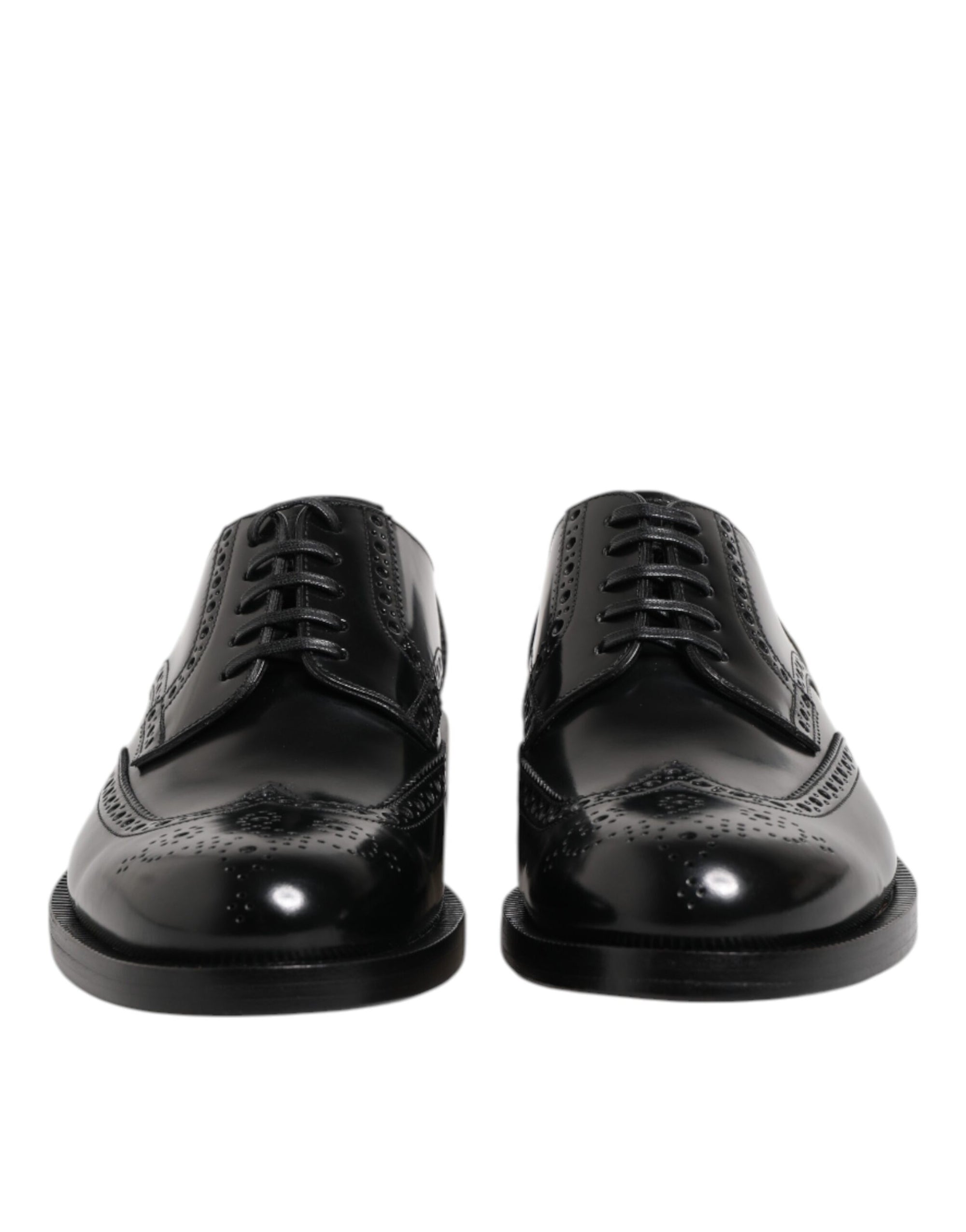 Dolce & Gabbana Black Leather Derby Wingtip Formal Shoes
