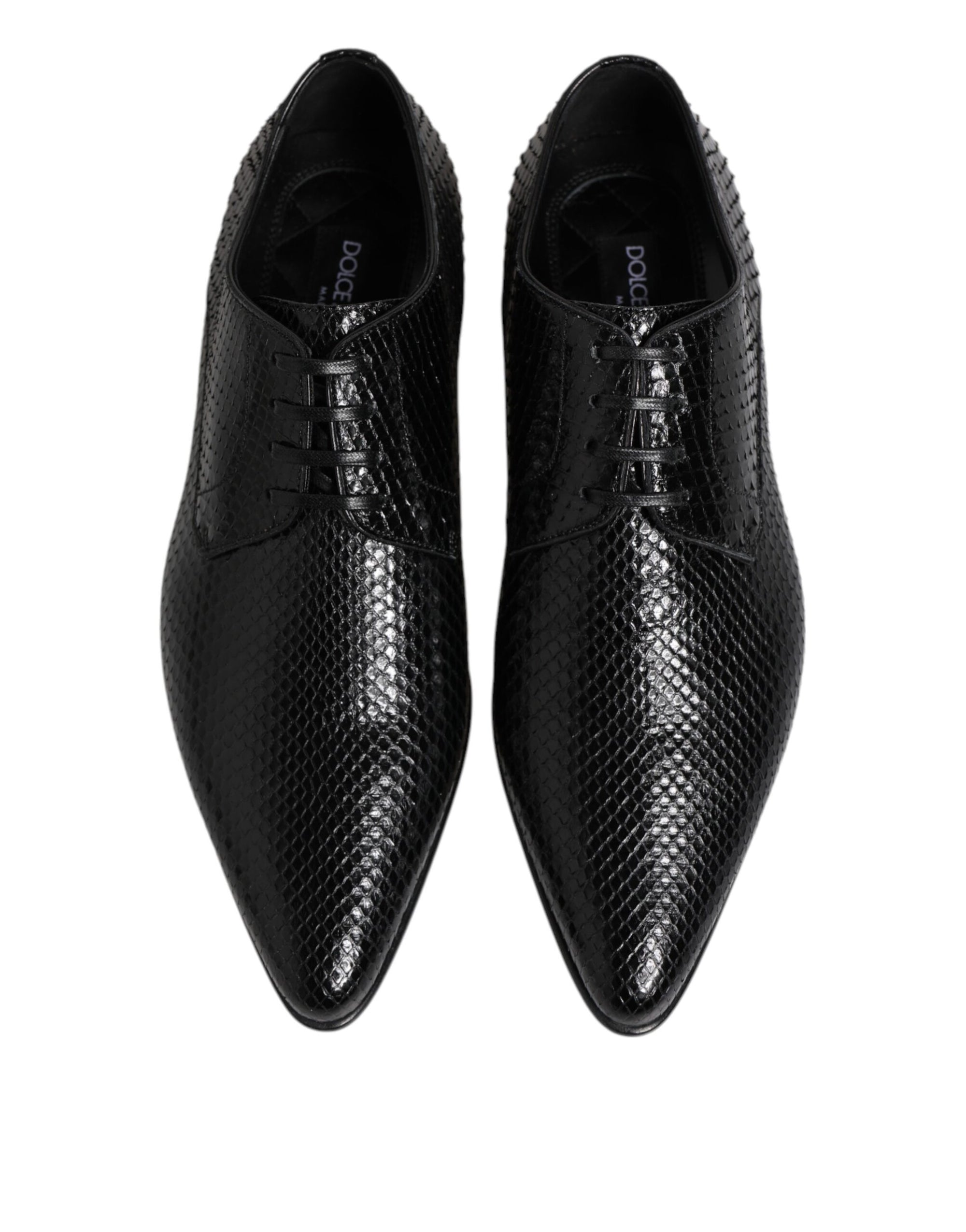 Dolce & Gabbana Black Exotic Leather Lace Up Derby Shoes