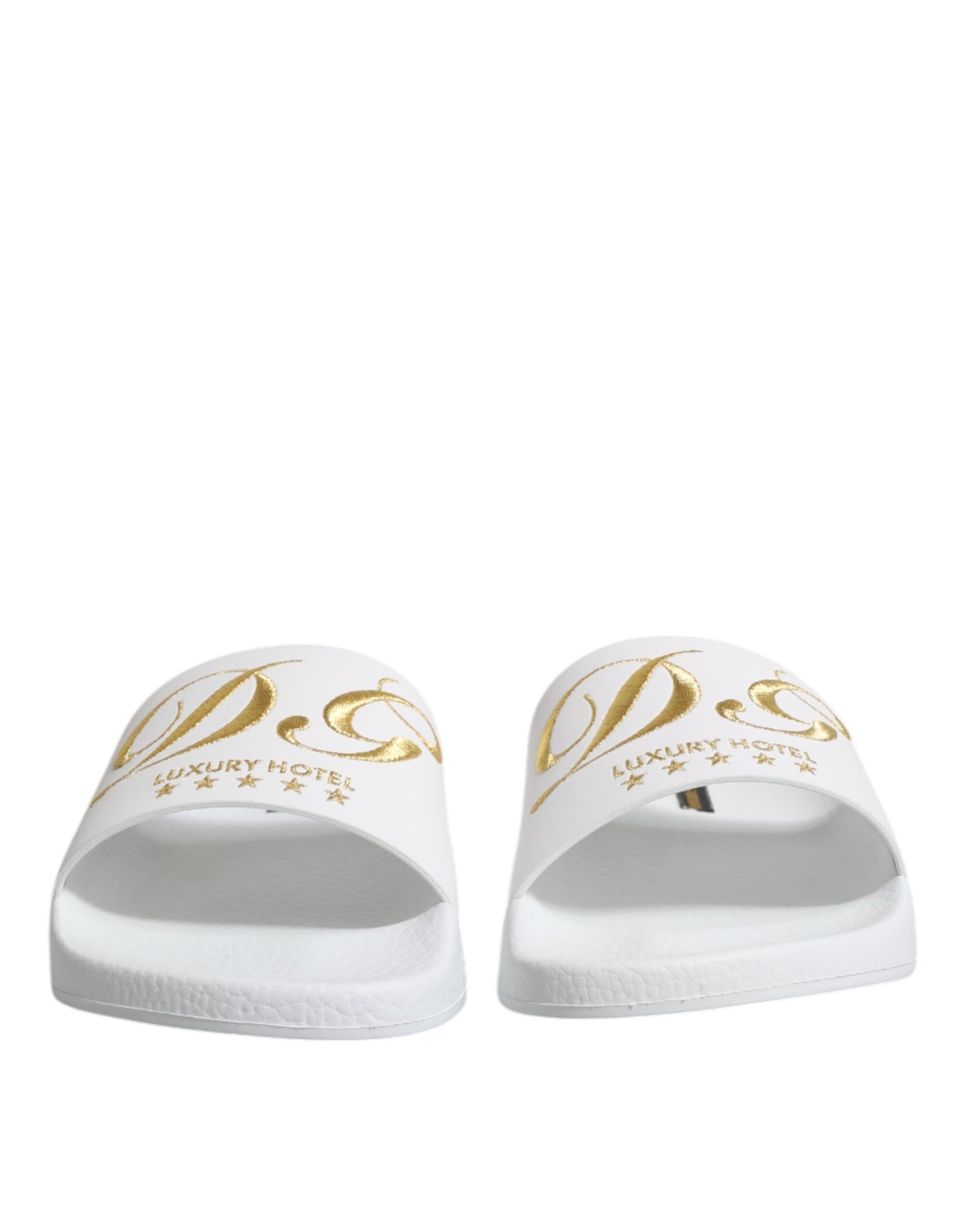 Dolce & Gabbana White Leather Slides Sandals Beachwear Shoes