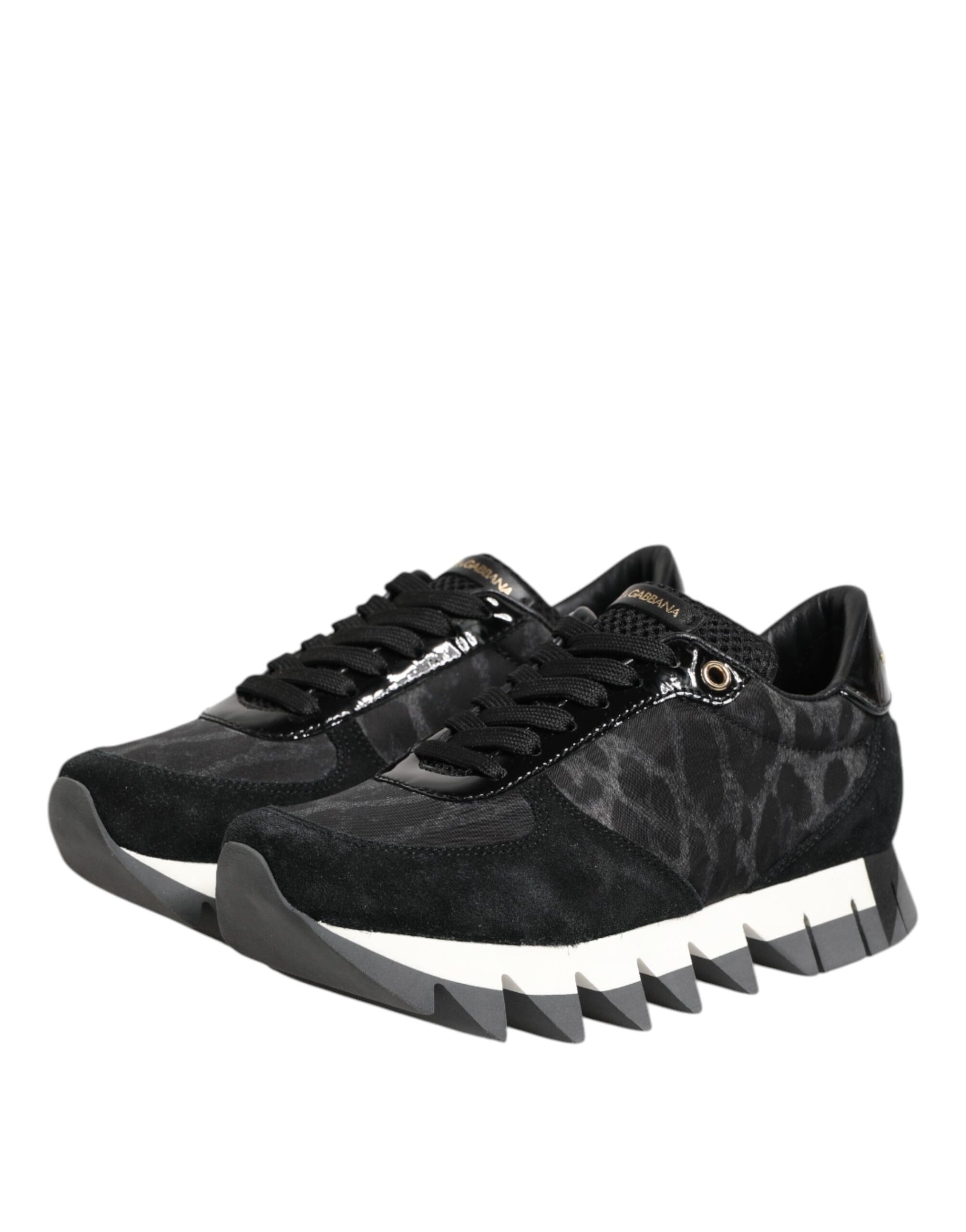 Dolce & Gabbana Black Gray Leopard Low Top Sneakers Shoes