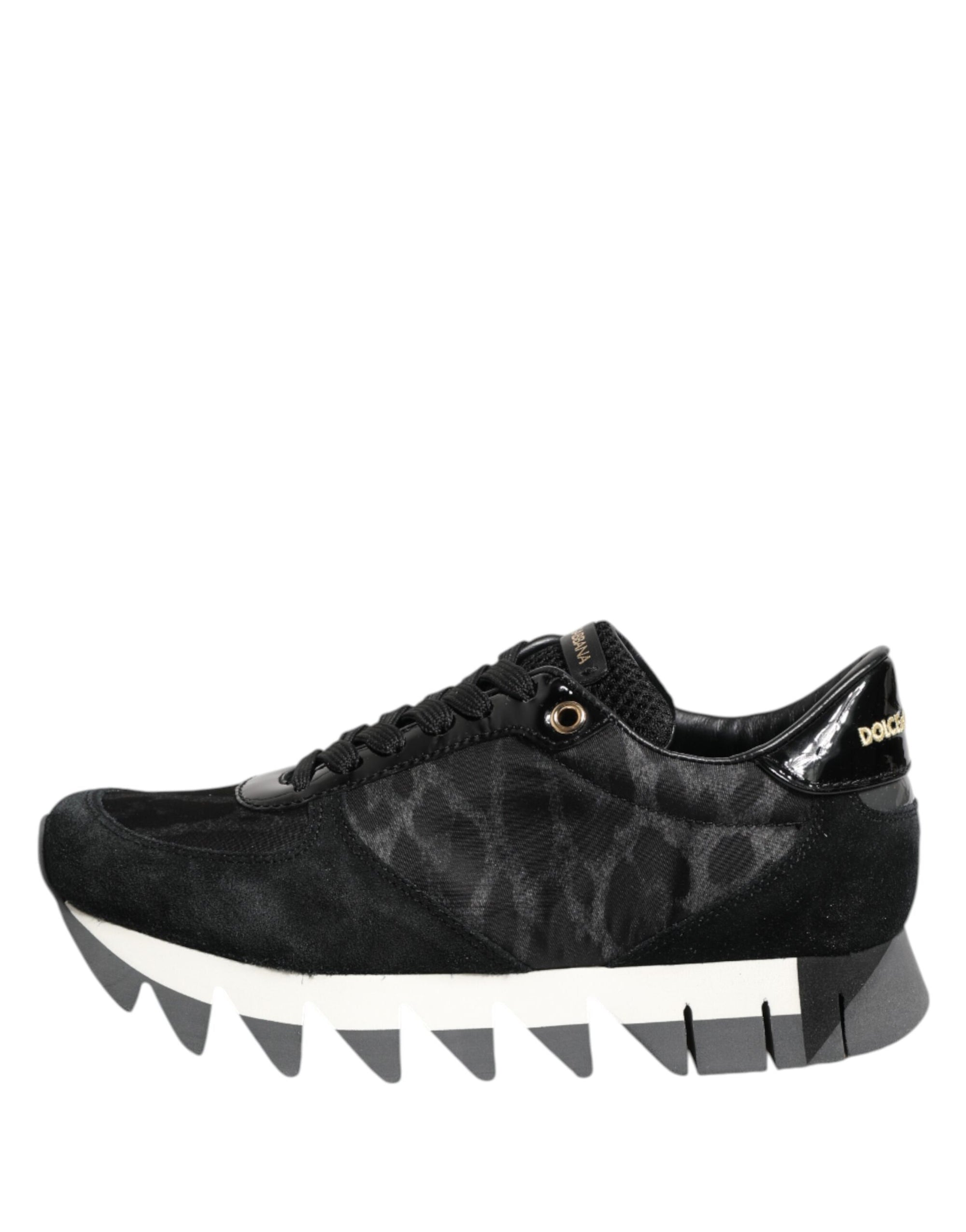 Dolce & Gabbana Black Gray Leopard Low Top Sneakers Shoes