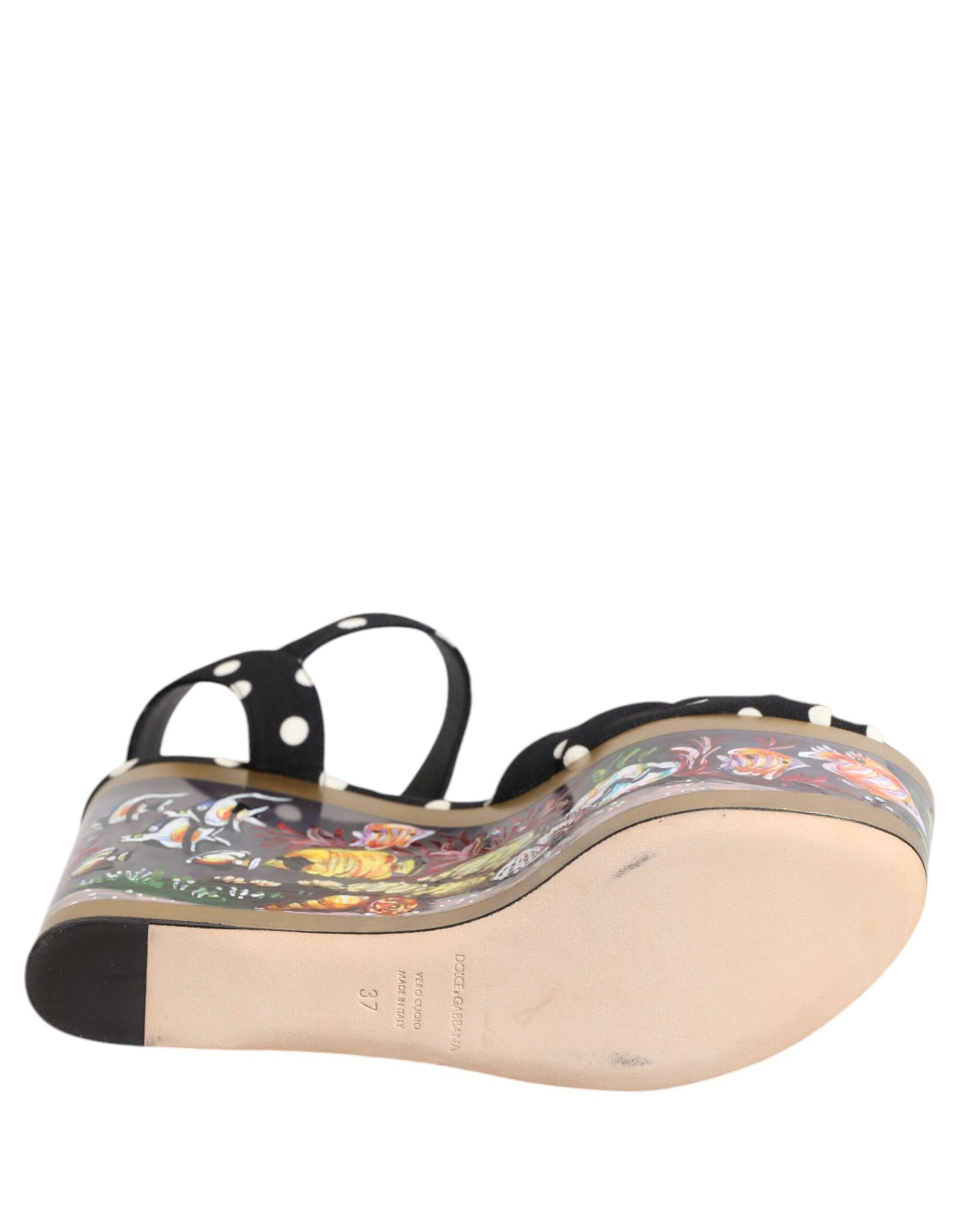 Dolce & Gabbana Multicolor Fish Polka Dot Wedge Sandals Shoes