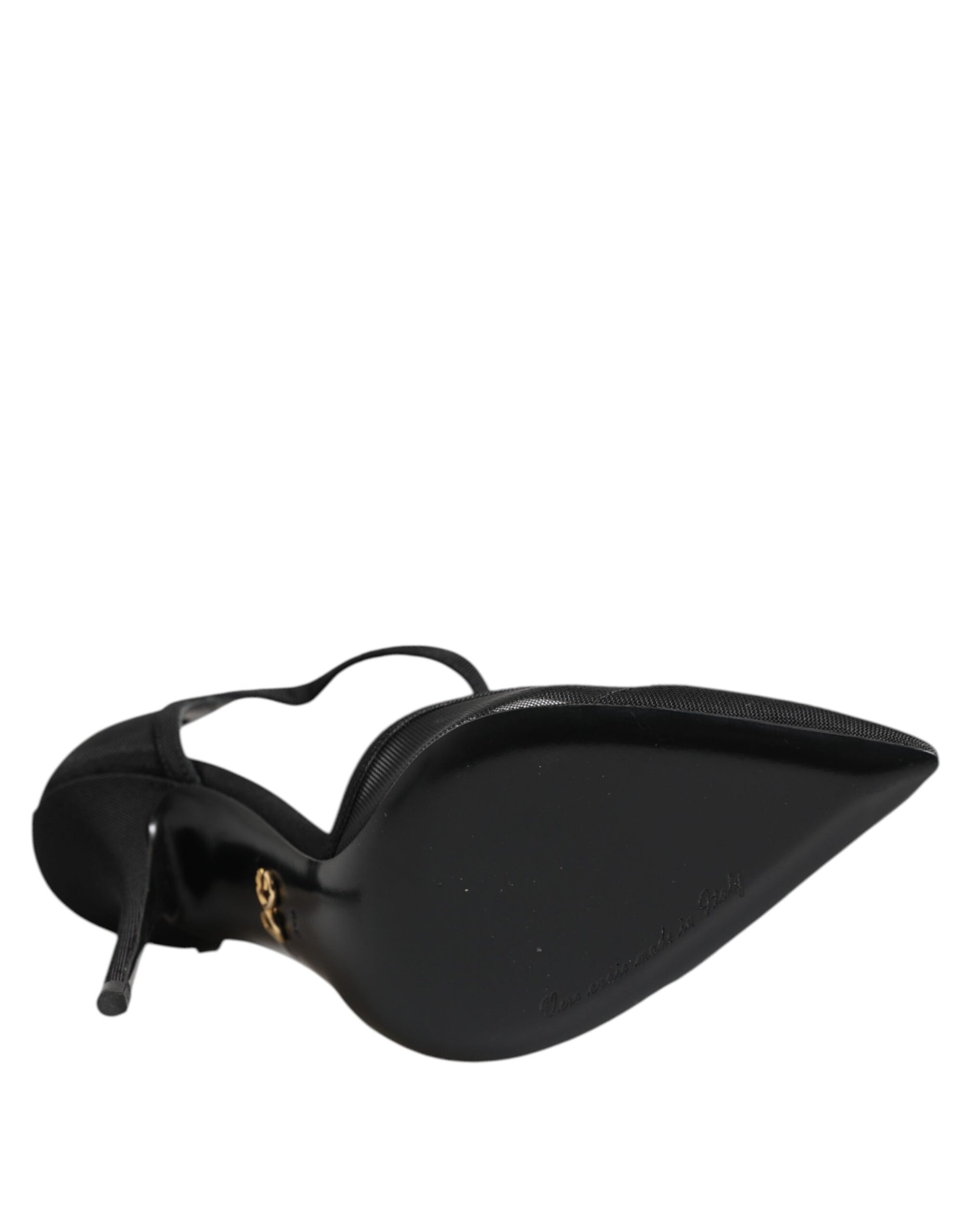 Dolce & Gabbana Black Mesh T-strap Stiletto High Heels Shoes