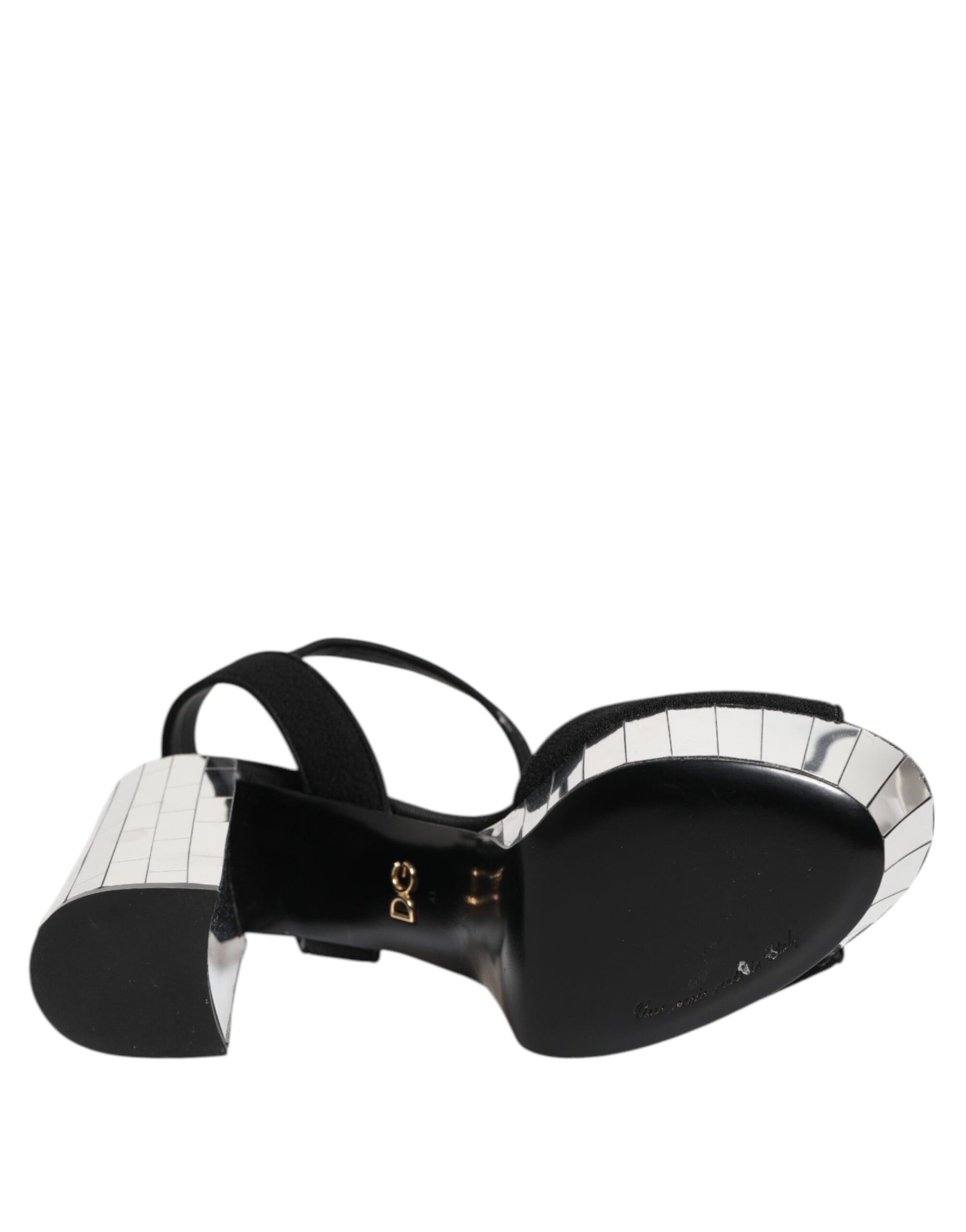 Dolce & Gabbana Black Crystal Ankle Strap Keira Sandal Shoes