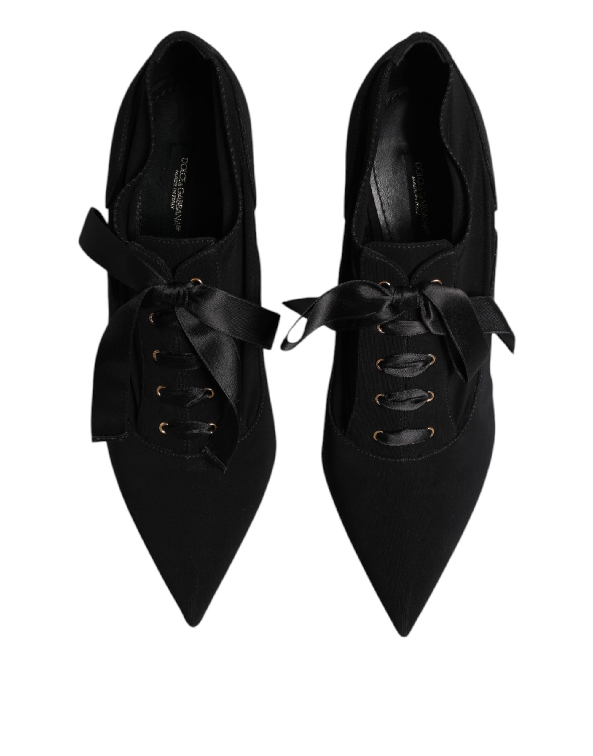 Dolce & Gabbana Black Lace Up Stiletto Heels Pumps Shoes