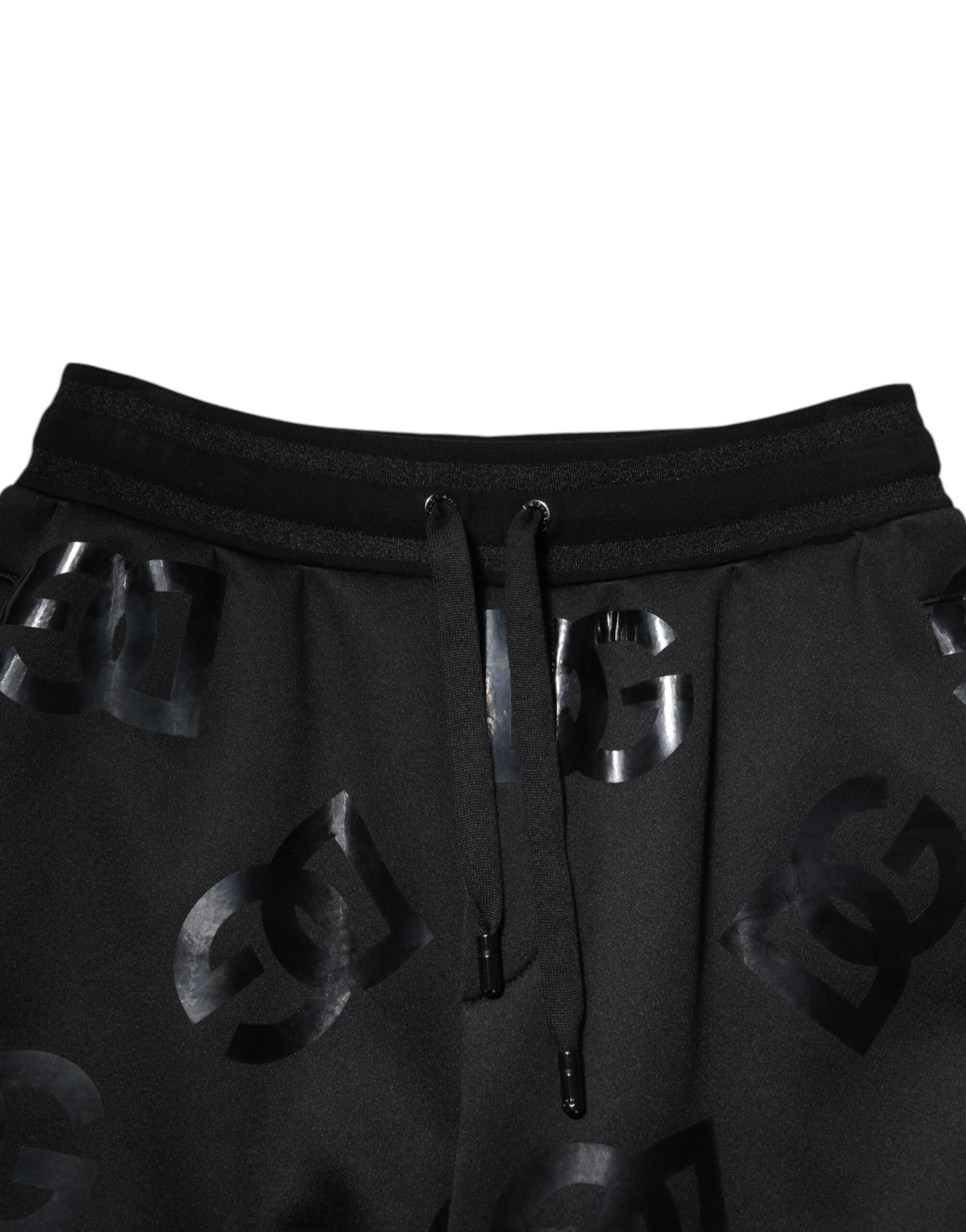 Dolce & Gabbana Black Logo Cotton Bermuda Sweatshorts Shorts
