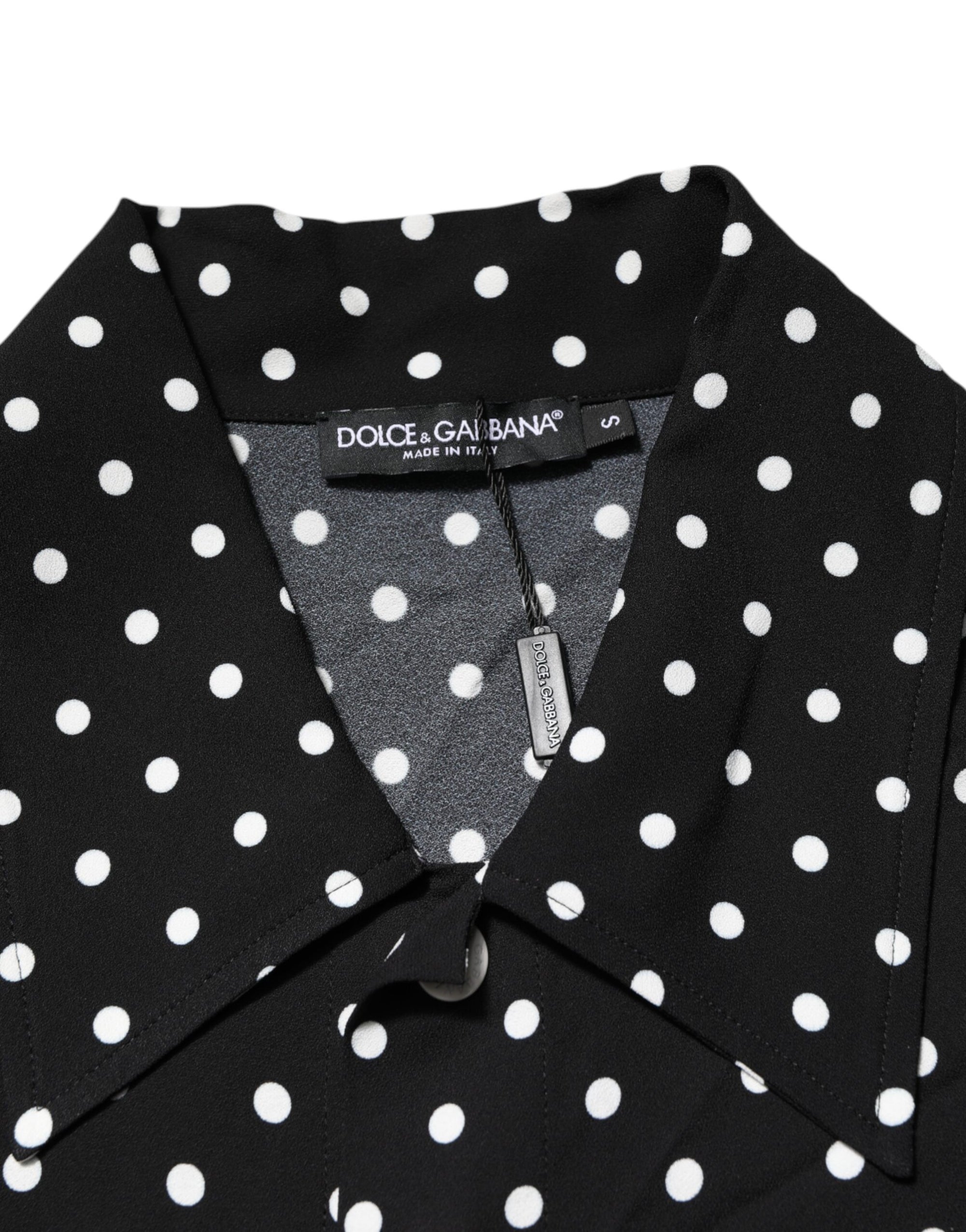 Dolce & Gabbana Black Polka Dot Short Sleeves Collared Polo T-shirt