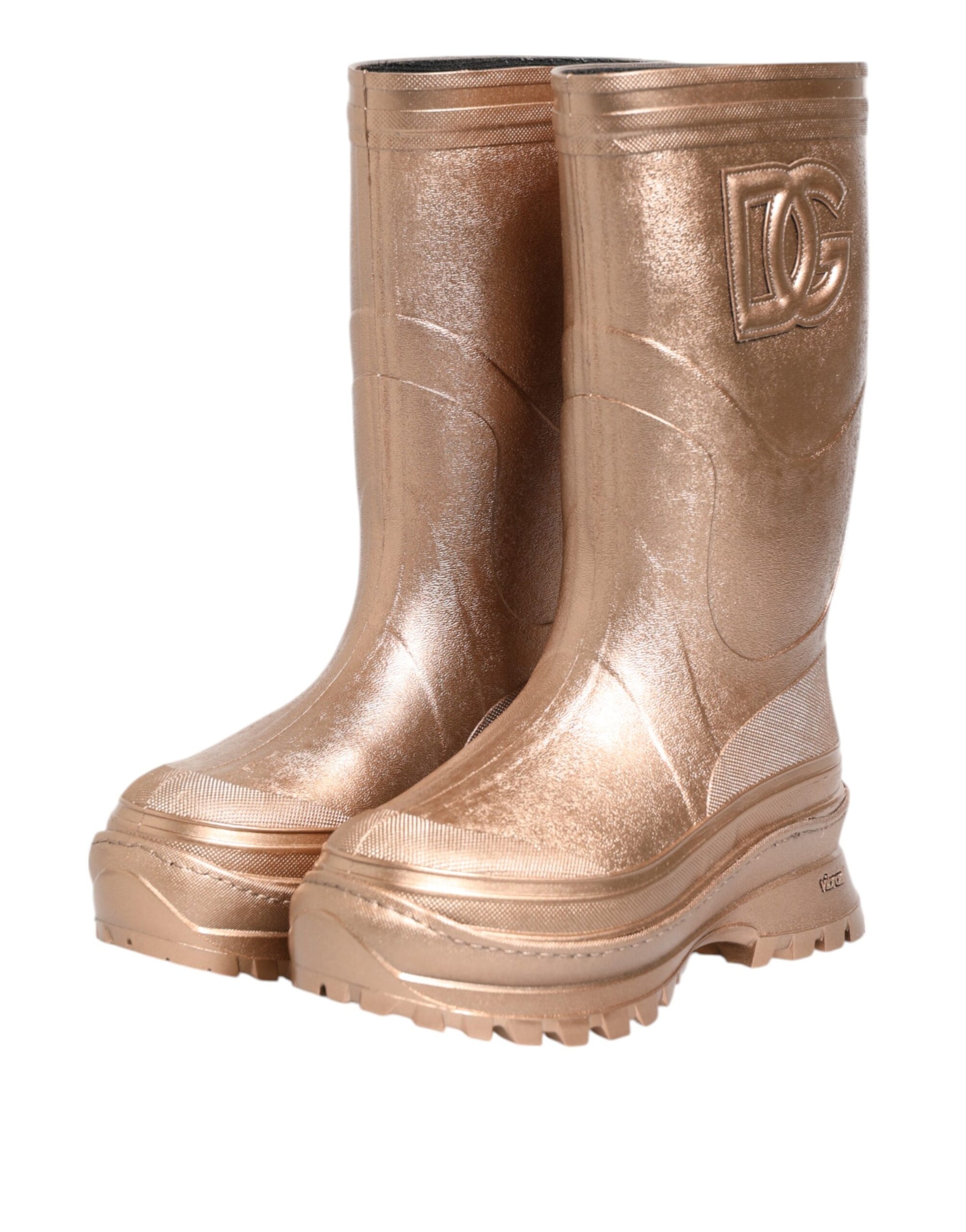 Dolce & Gabbana Rose Gold Rubber Pull On Rain Boots  Shoes