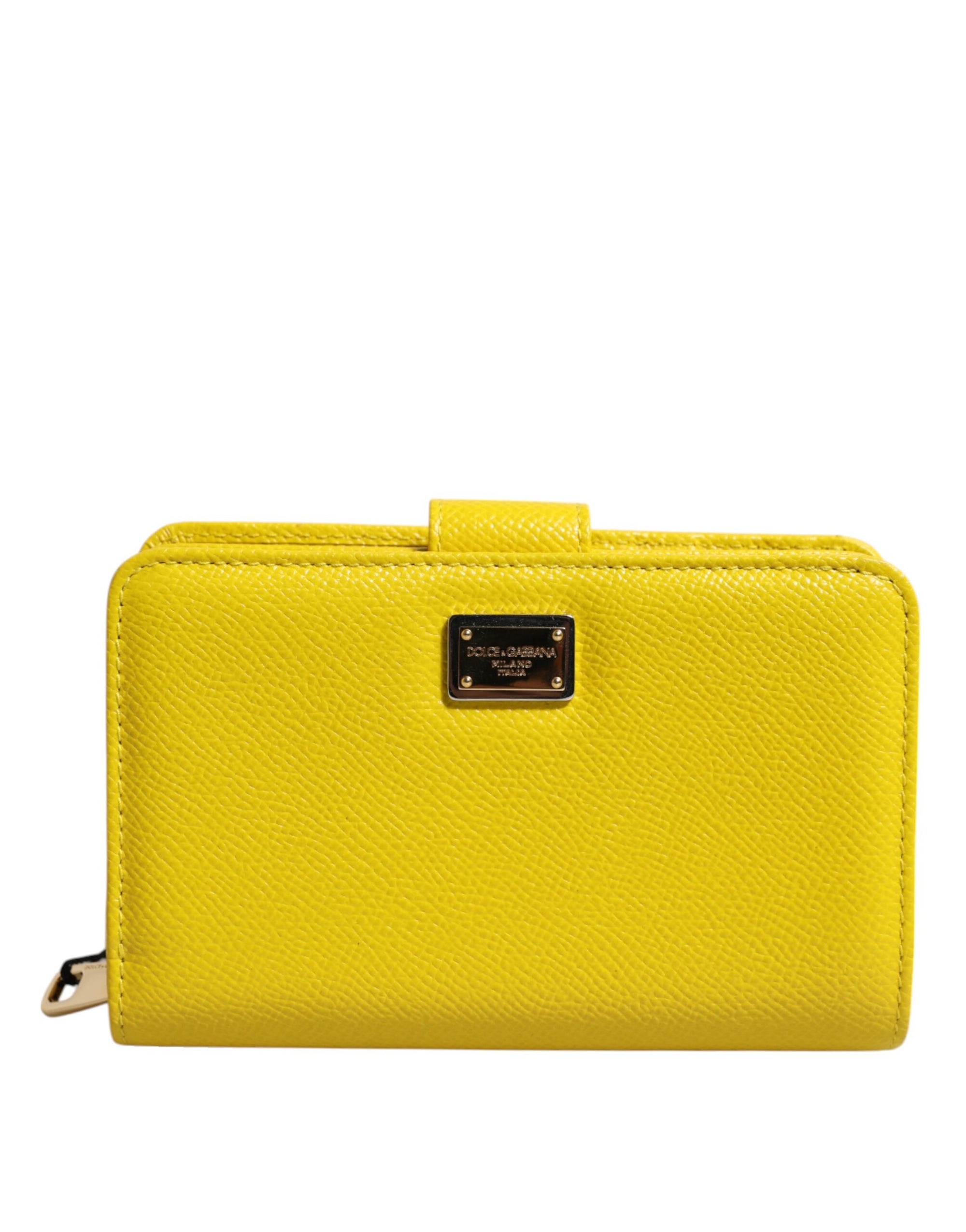Dolce & Gabbana Yellow Leather Bifold Continental Clutch Wallet