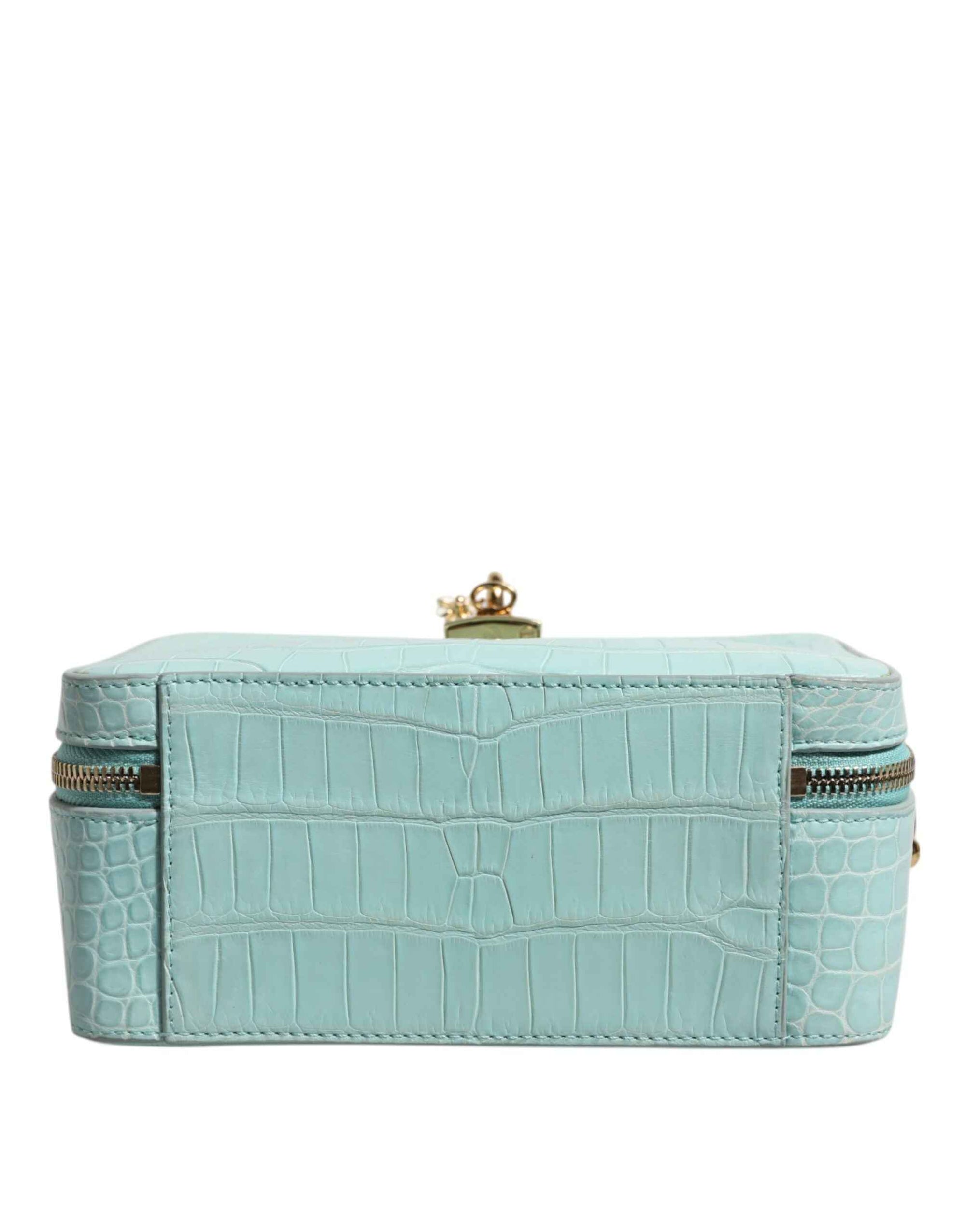Dolce & Gabbana Mint Green Embossed Leather Padlock Shoulder Bag