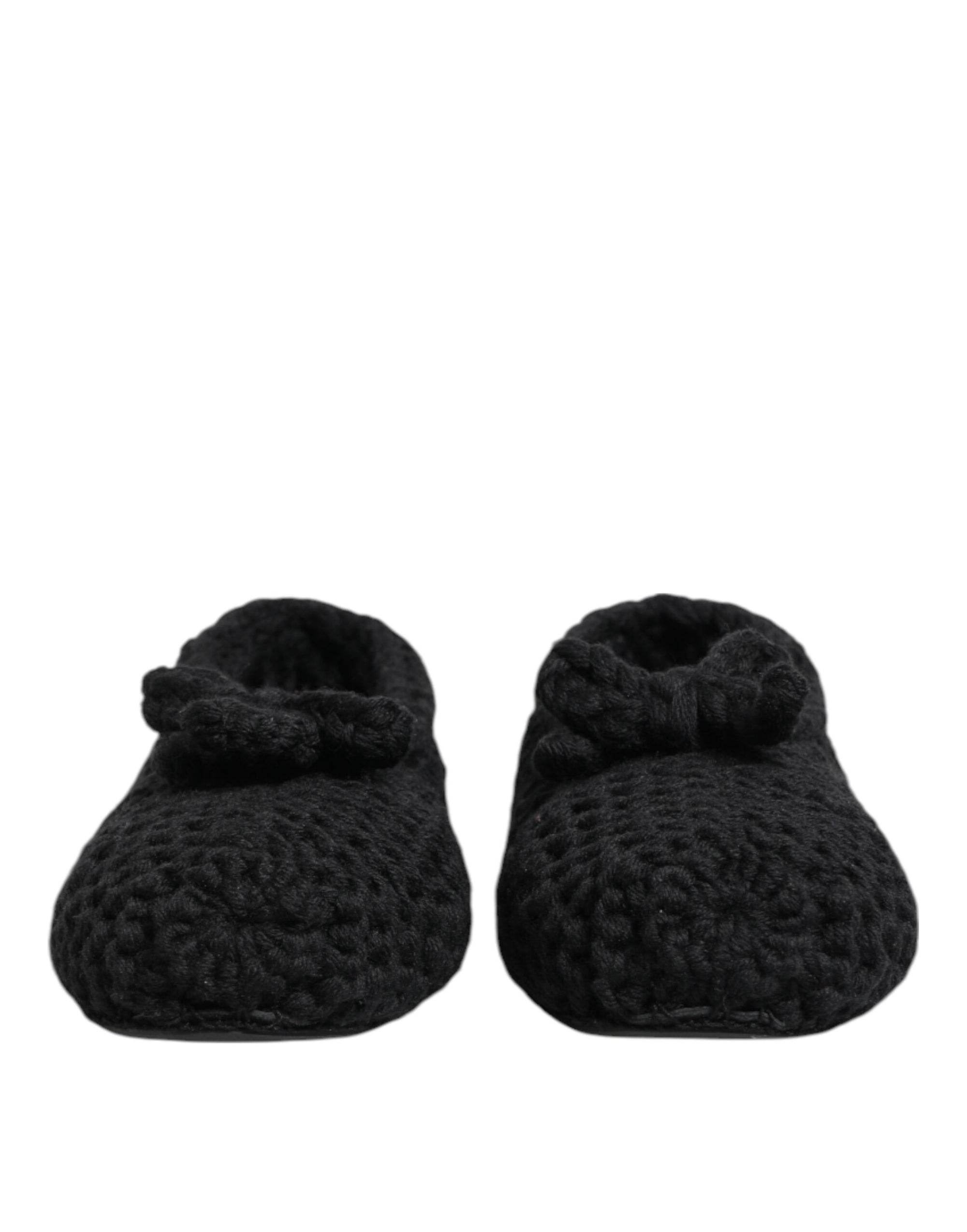 Dolce & Gabbana Black Wool Knit Slip On Ballerina Flats Shoes