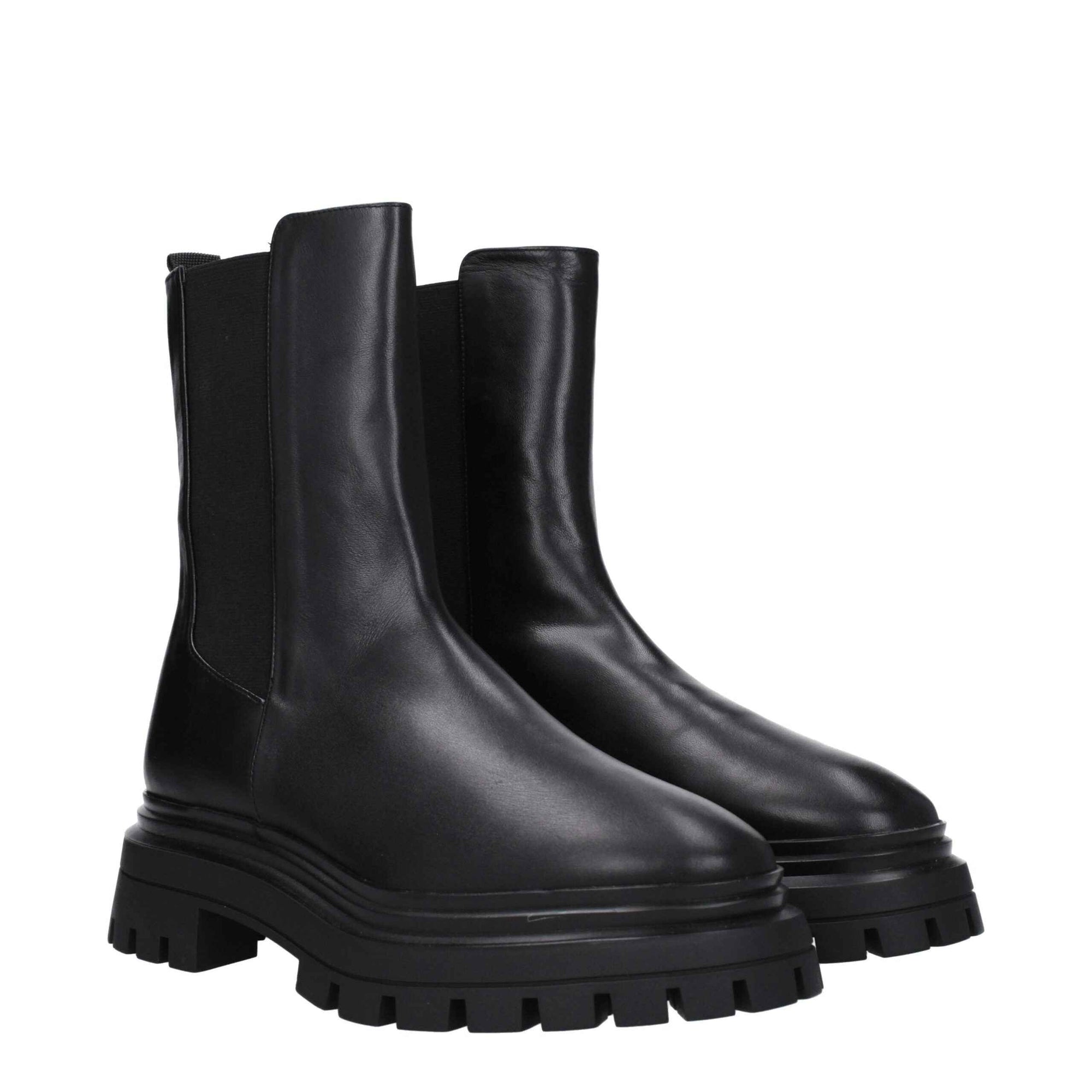 Stuart Weitzman Black Leather Ankle Boots