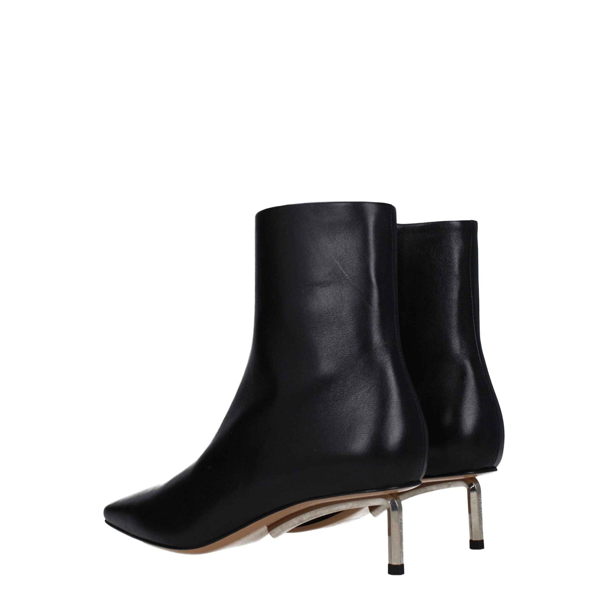 Off-White Black Leather Ankle Boots