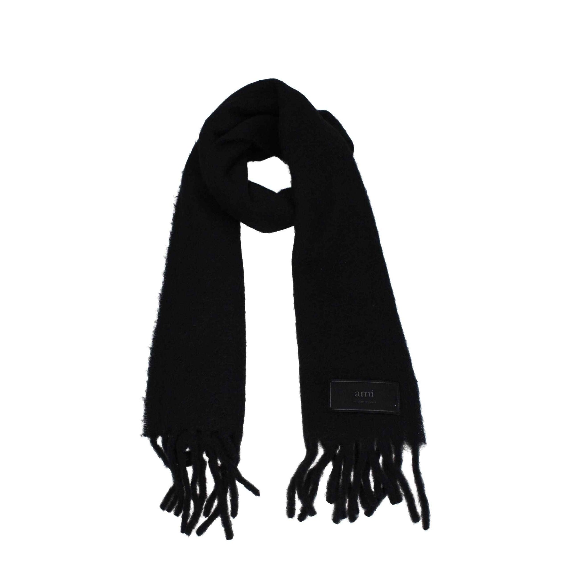 Ami Paris Black Leather Scarf
