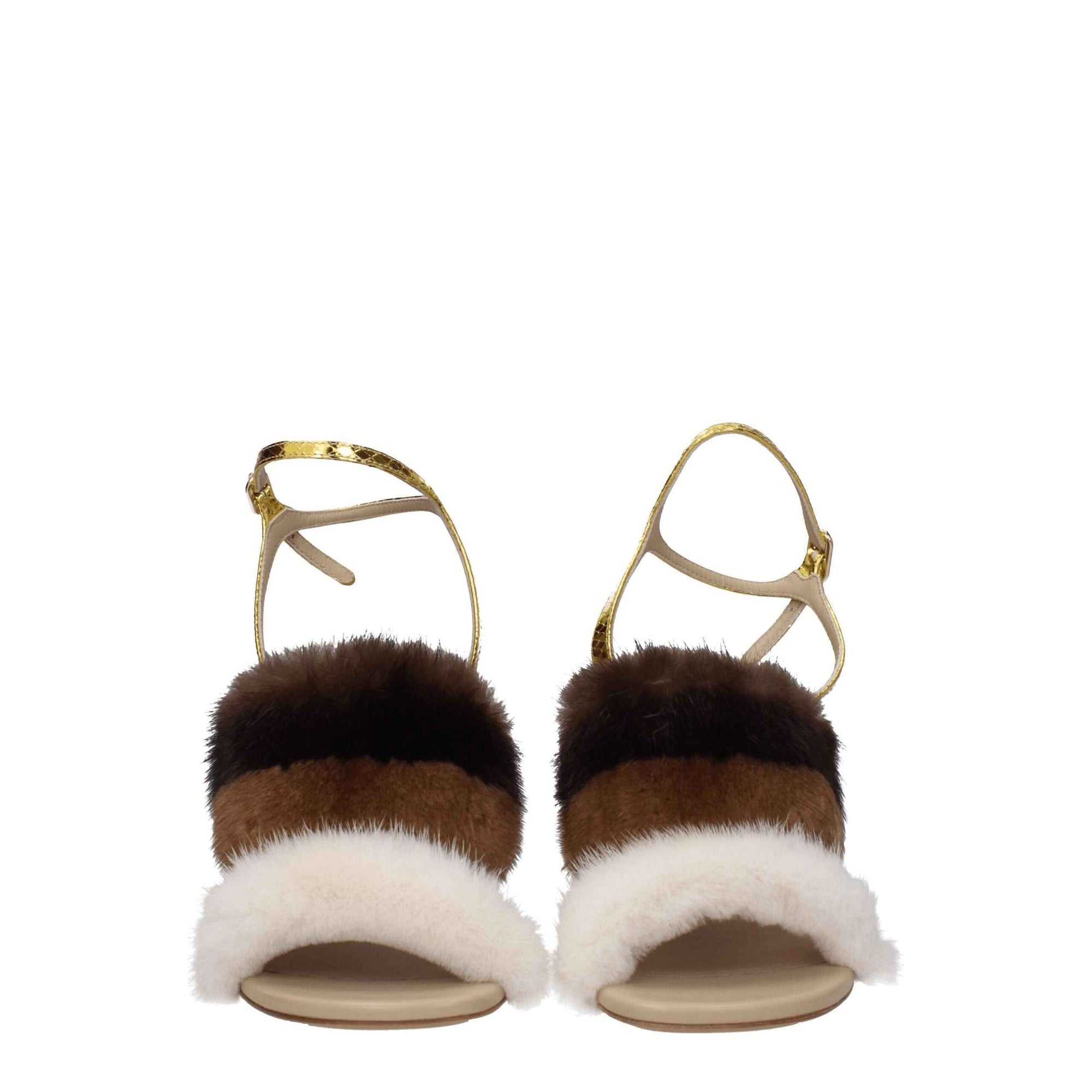 Fendi Brown Mink Strap-On Sandals