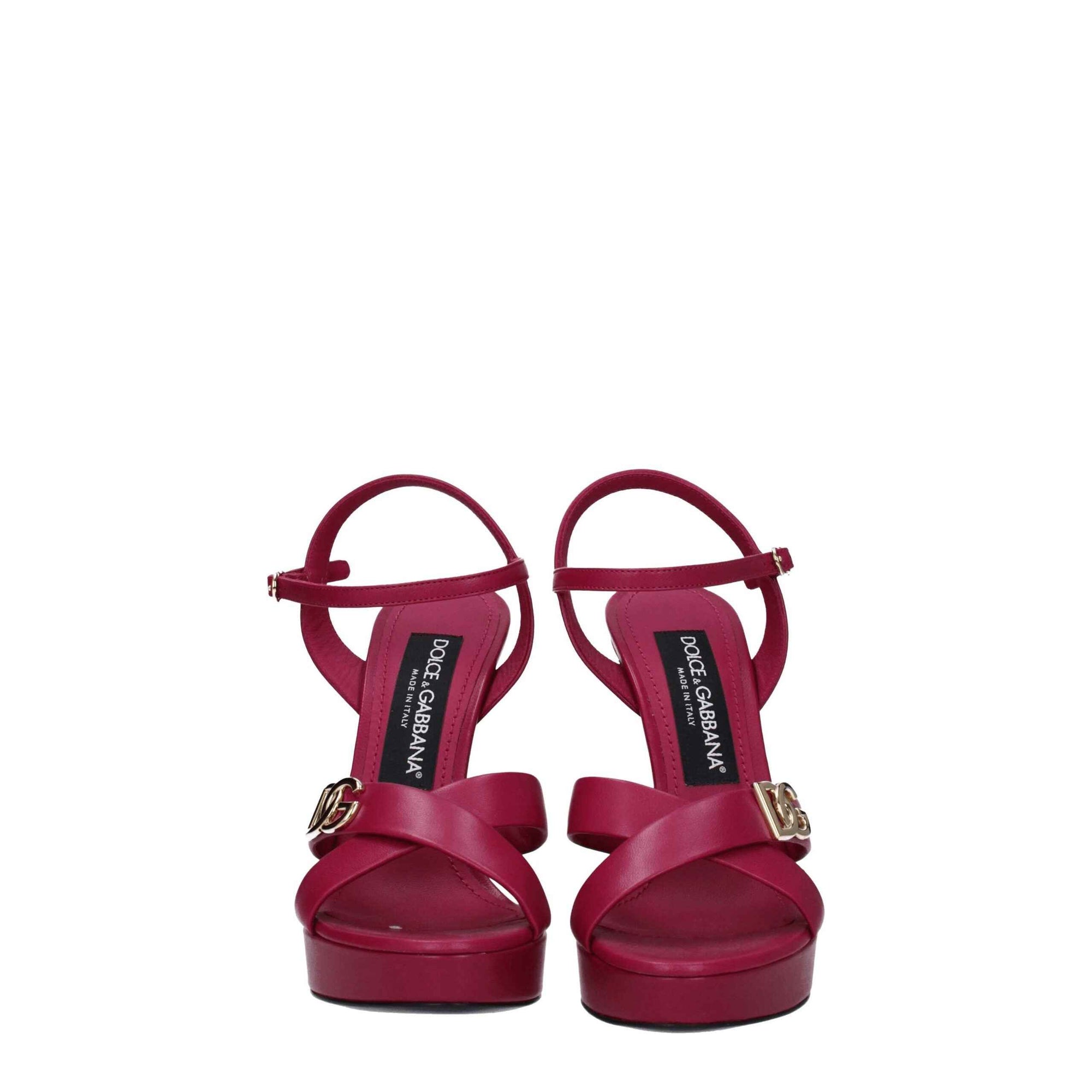Dolce & Gabbana Pink Leather Platform Sandals