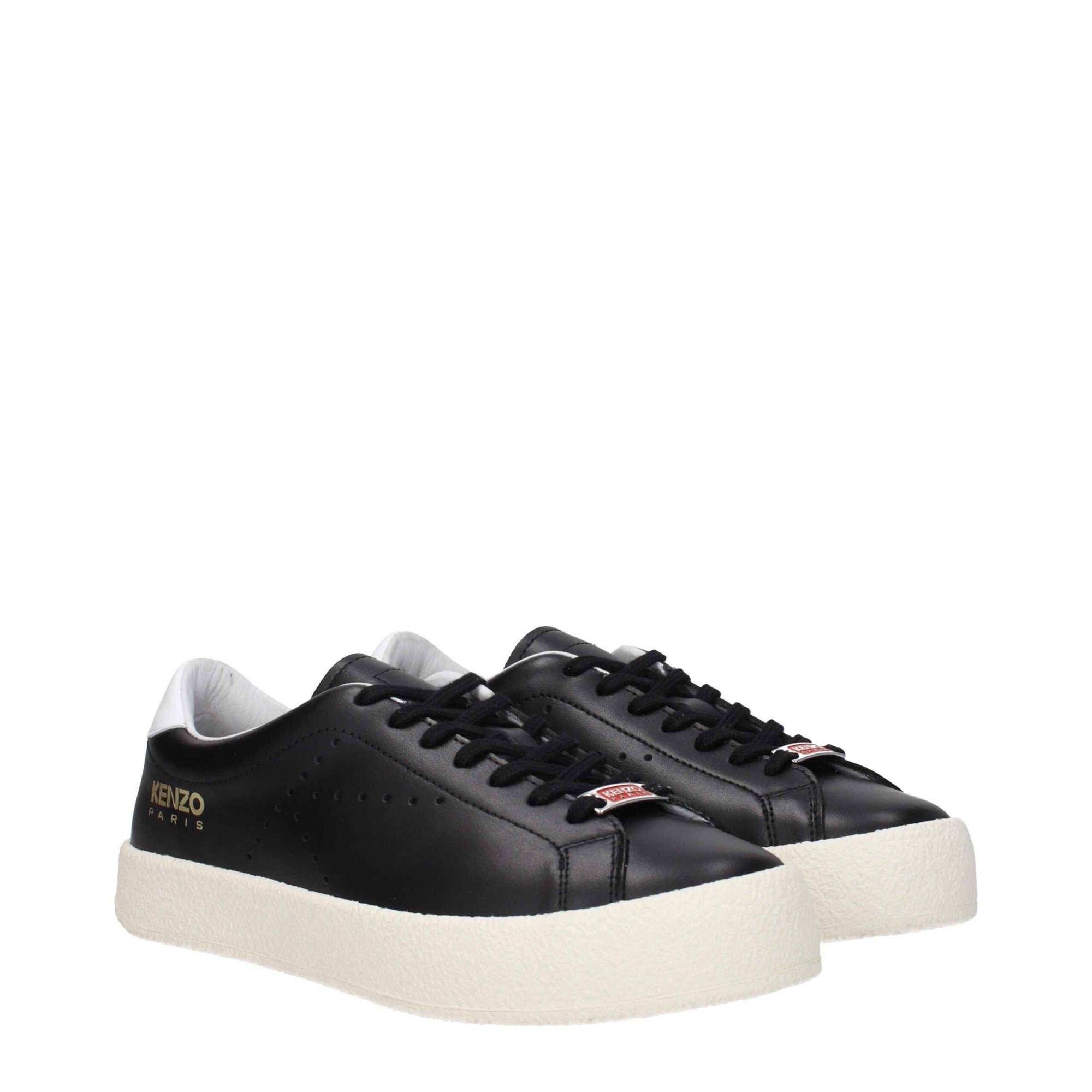 Kenzo Black Leather Low Top Sneakers