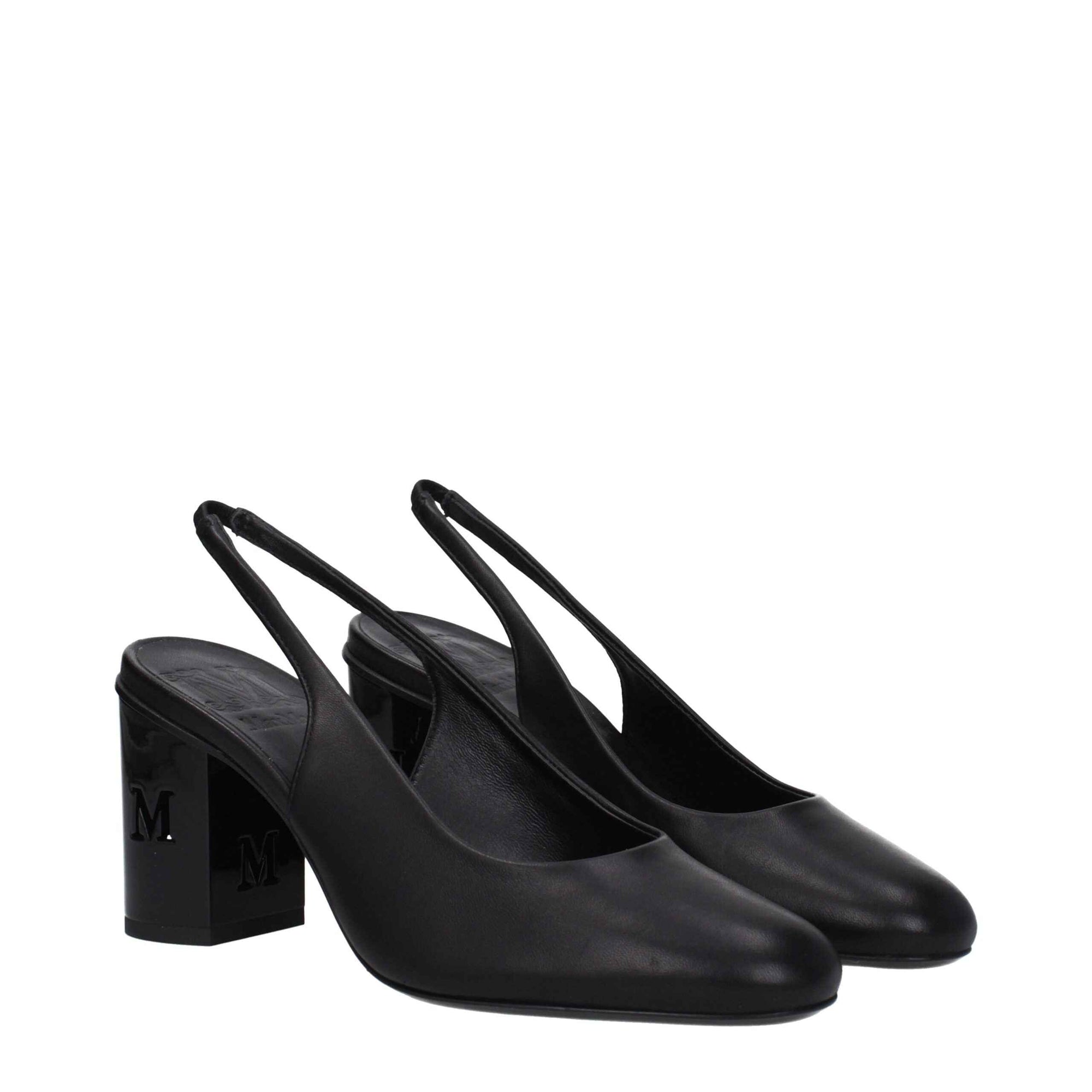 Max Mara Black Leather High Heel Pumps