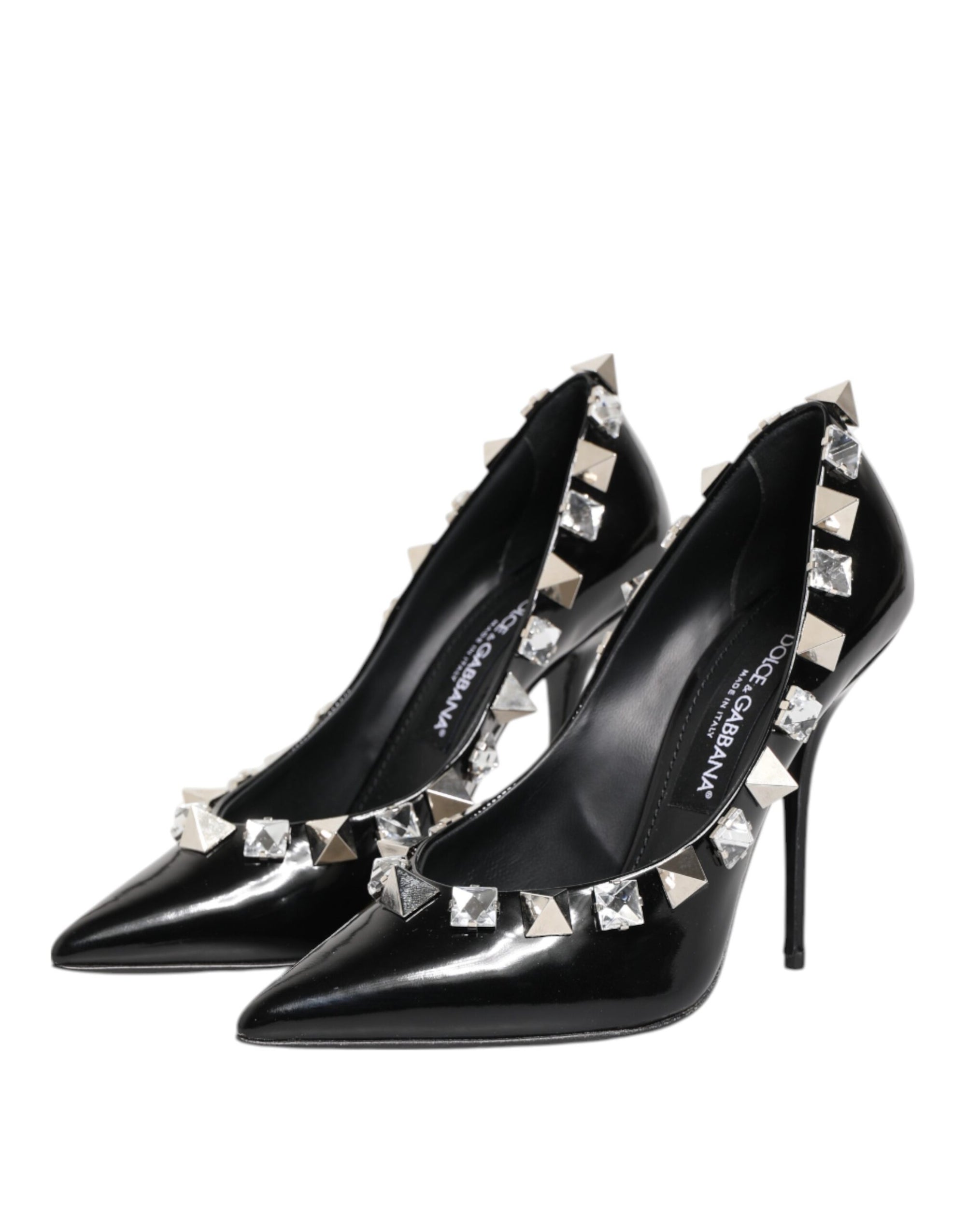 Dolce & Gabbana Black Crystals Studs Stiletto Pumps Shoes