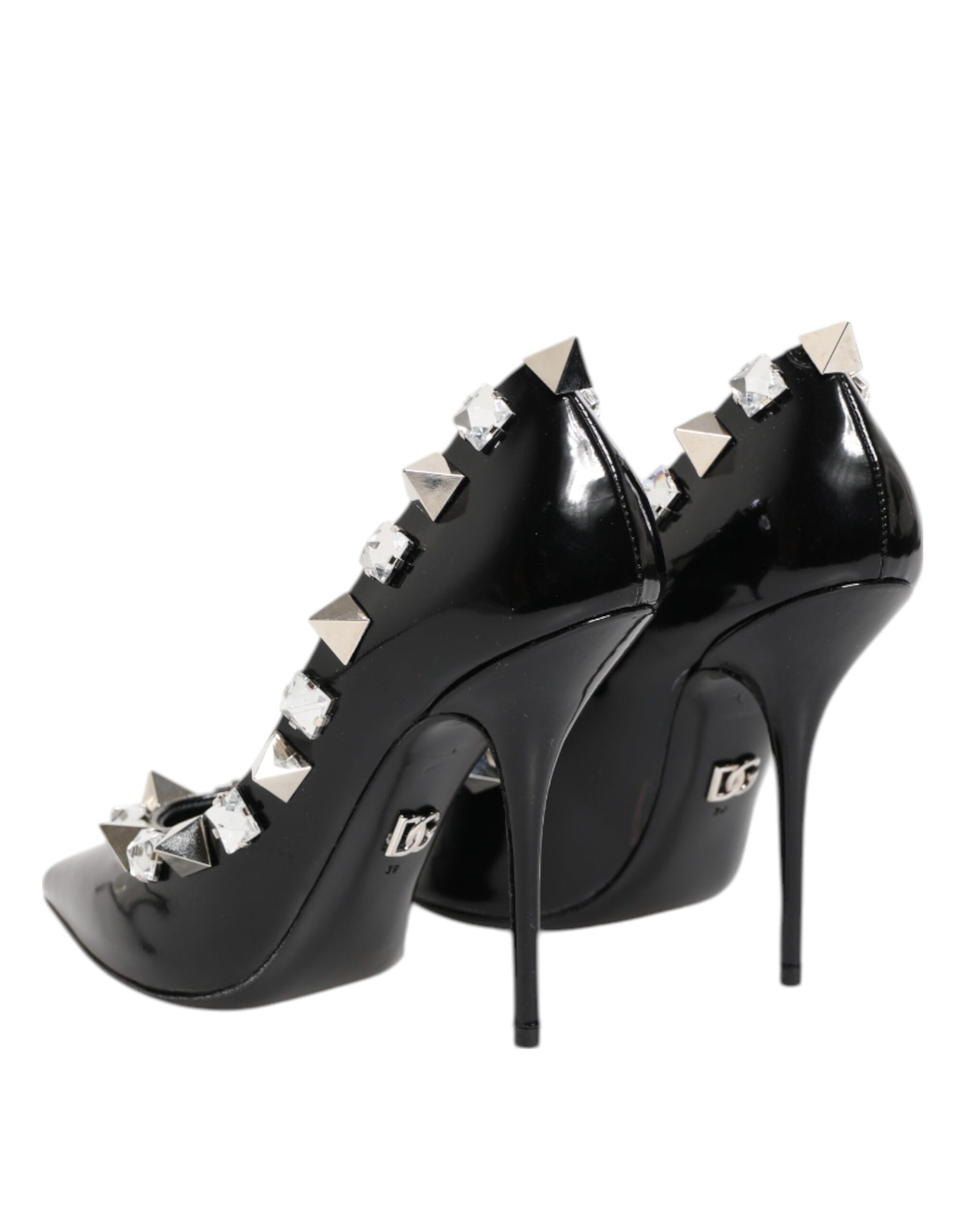 Dolce & Gabbana Black Crystals Studs Stiletto Pumps Shoes