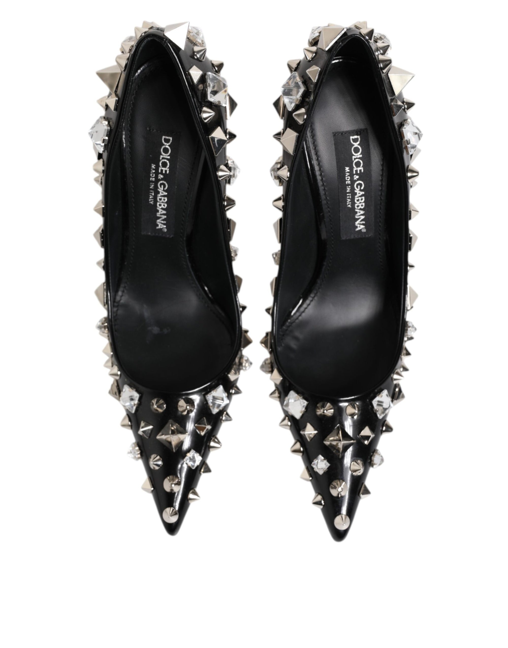 Dolce & Gabbana Black Crystals Studs Stiletto Pumps Shoes