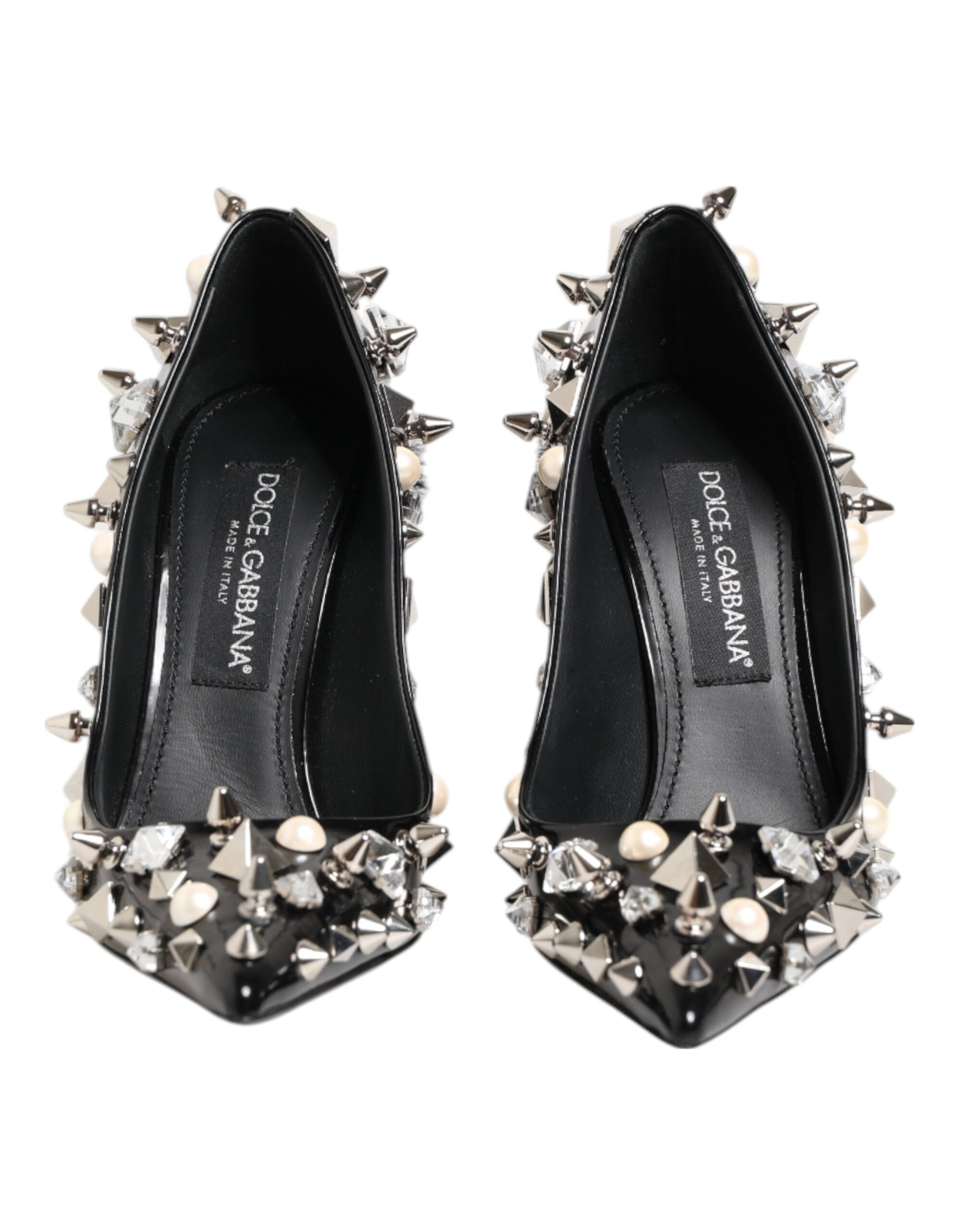 Dolce & Gabbana Black Crystals Studs Stiletto Pumps Shoes