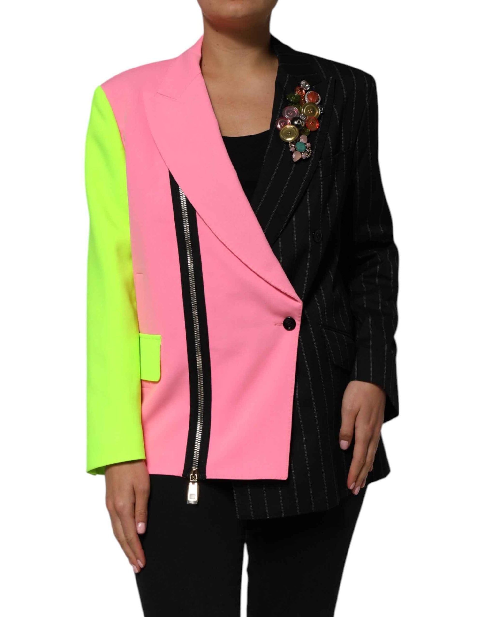 Dolce & Gabbana Multicolor Patchwork Embellished Coat Jacket