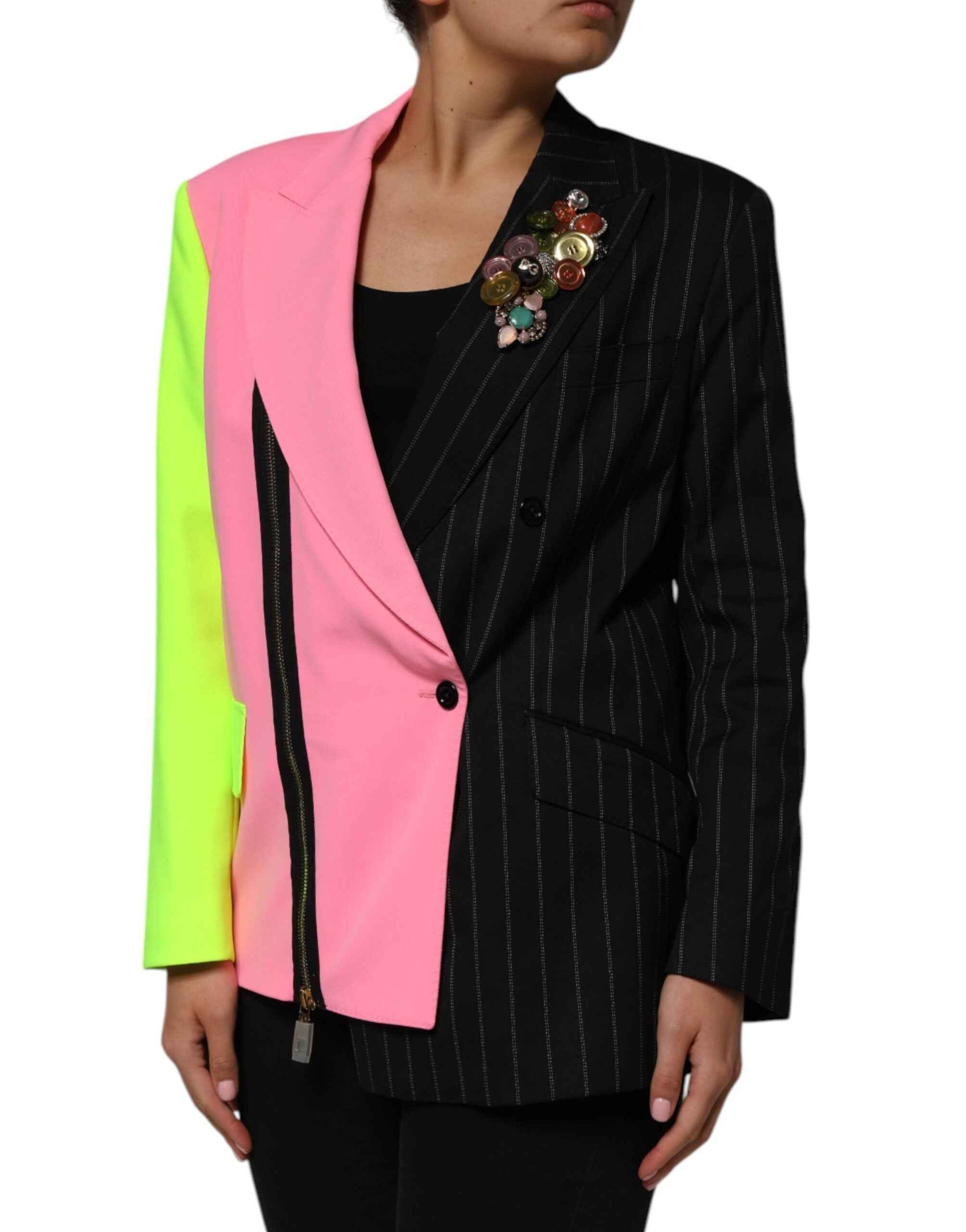 Dolce & Gabbana Multicolor Patchwork Embellished Coat Jacket