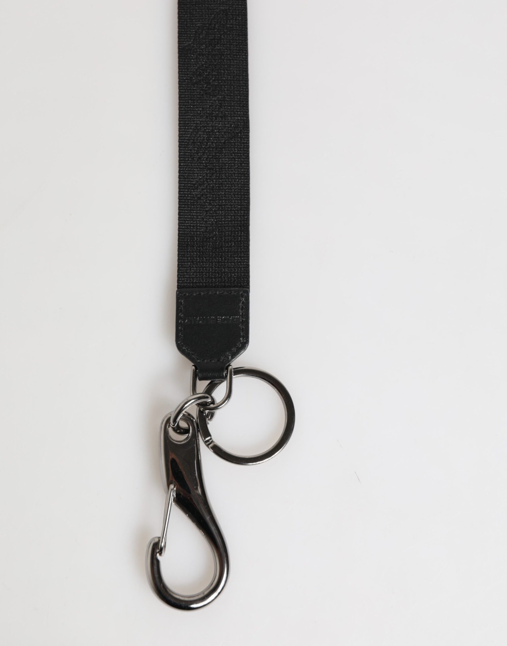 Dolce & Gabbana Black Yellow Polyester DG Logo Silver Keychain Keyring