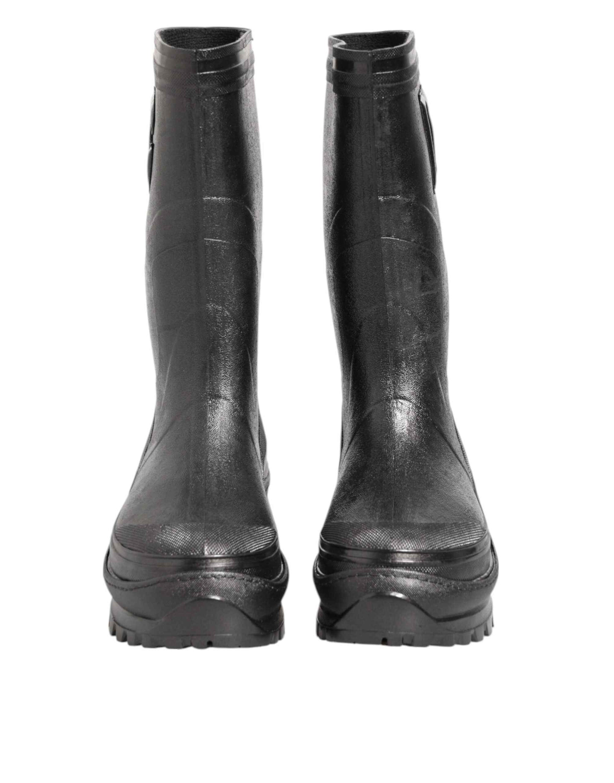 Dolce & Gabbana Metallic Black Pull On Rain Boots Men Shoes