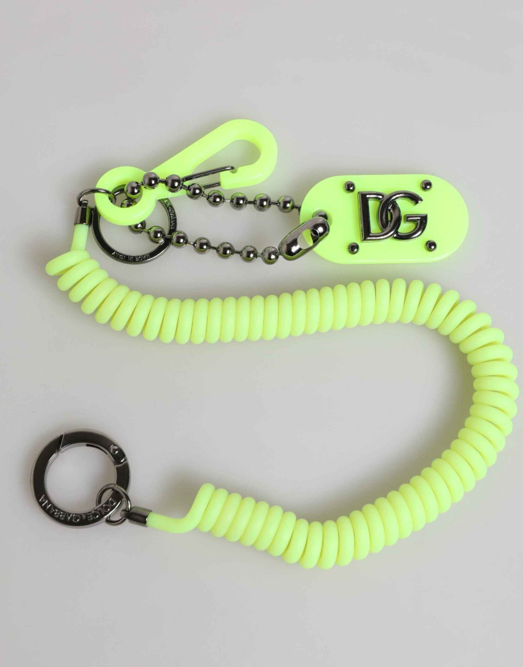 Dolce & Gabbana Green Springy Key Holder DG Logo Men's Keychain Keyring