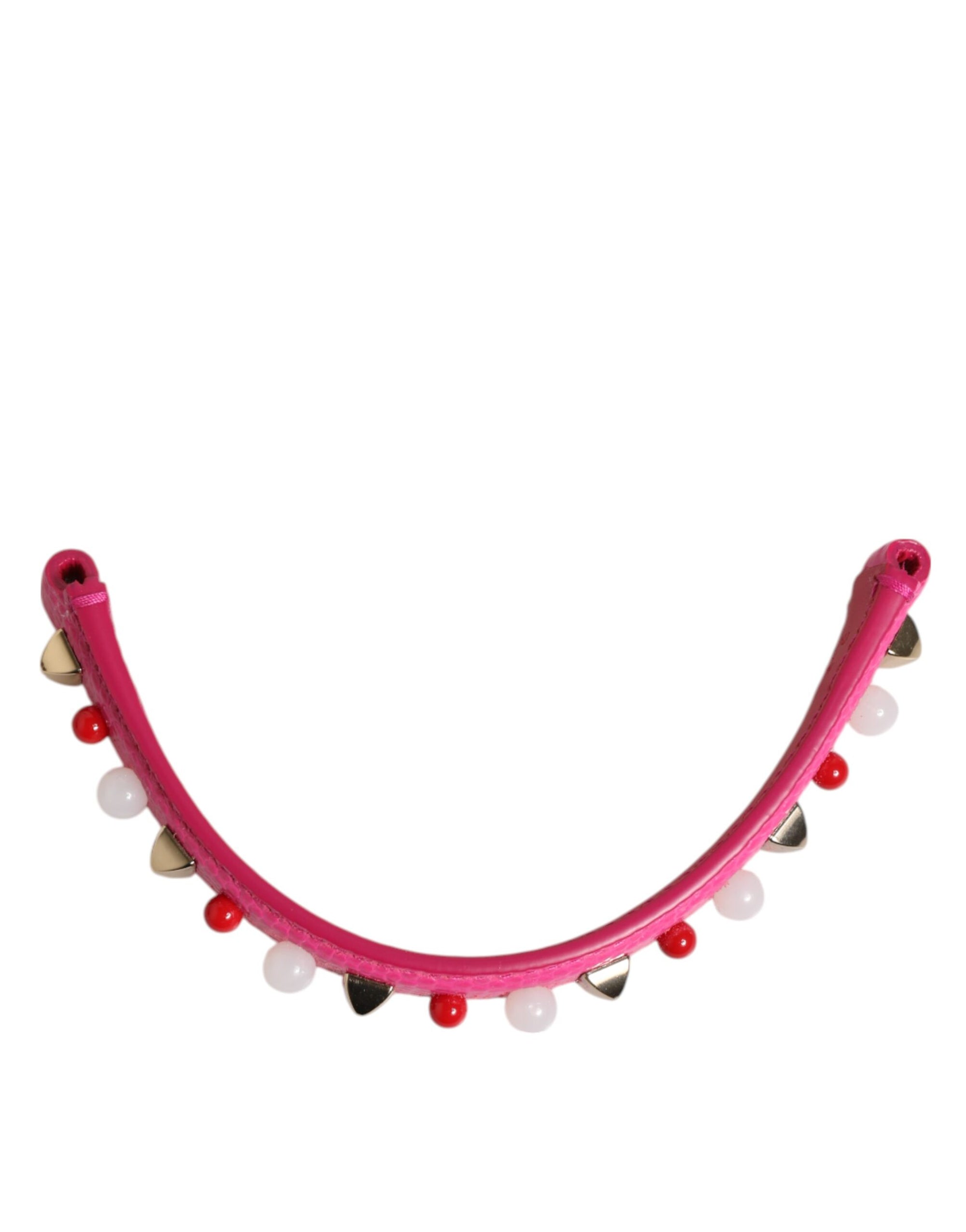 Dolce & Gabbana Pink Embellished Leather Bag Handle Women Shoulder Strap