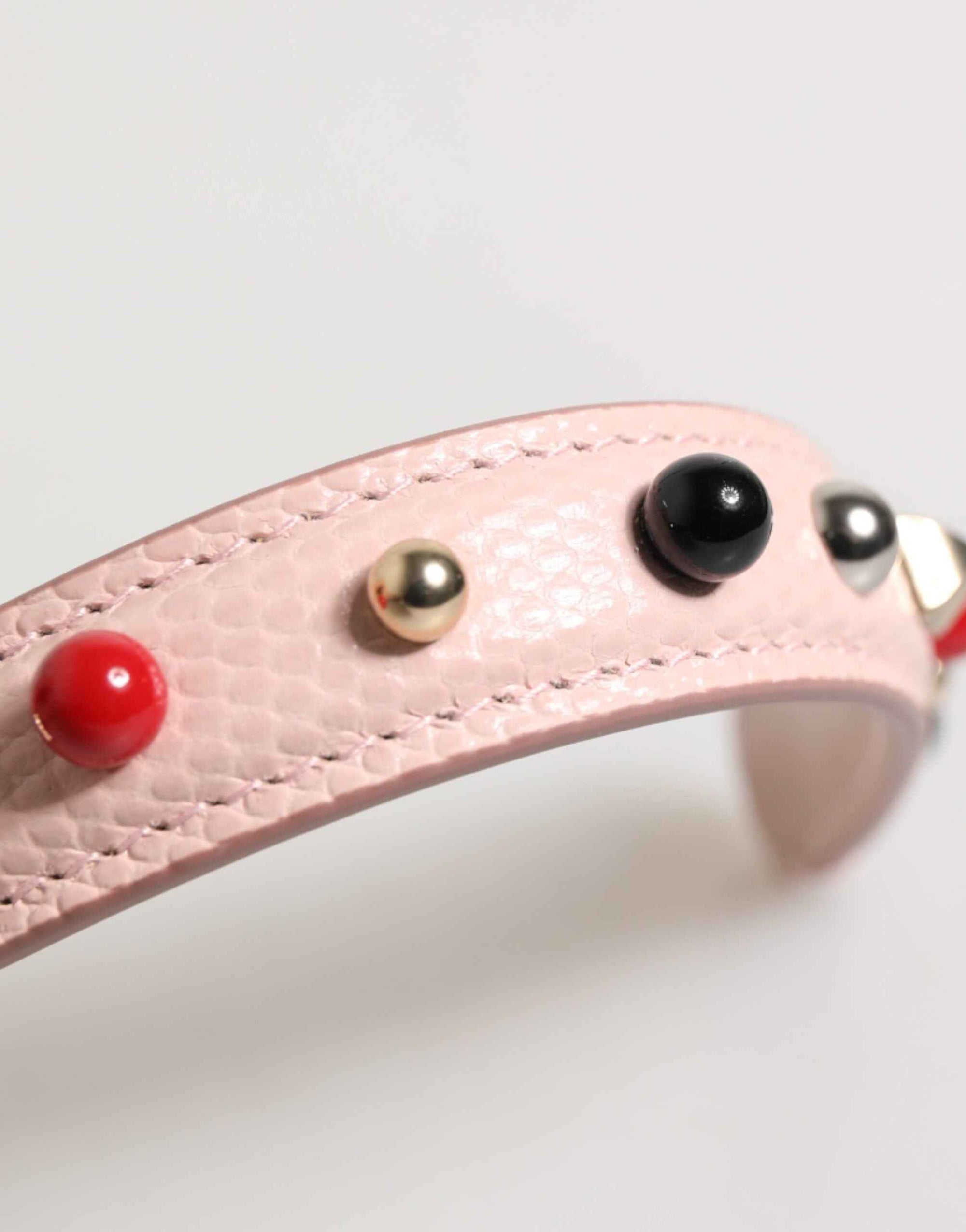 Dolce & Gabbana Light Pink Embellished Leather Bag Handle  Shoulder Strap