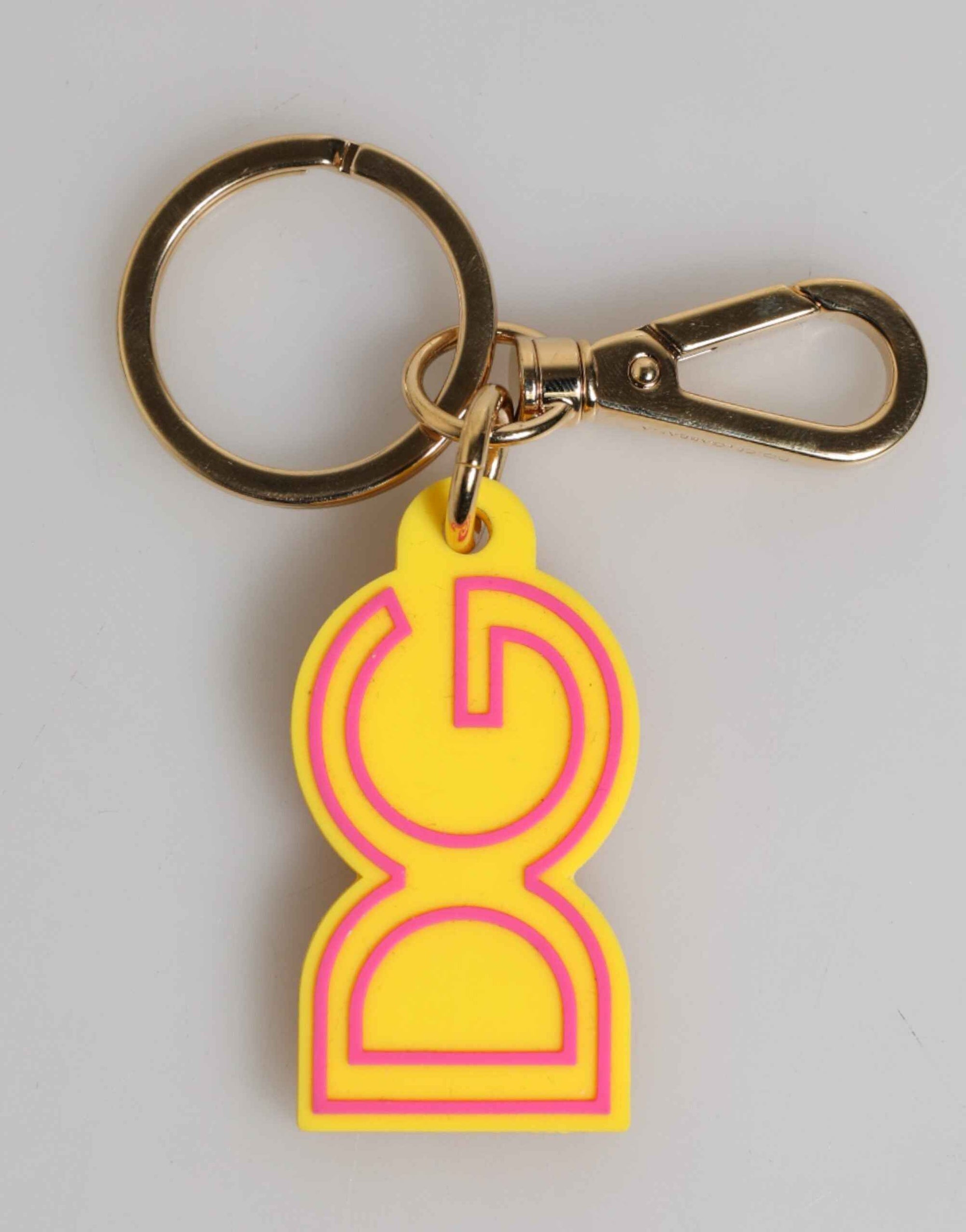 Dolce & Gabbana Yellow Rubber Gold Tone Metal DG Logo Keyring Keychain