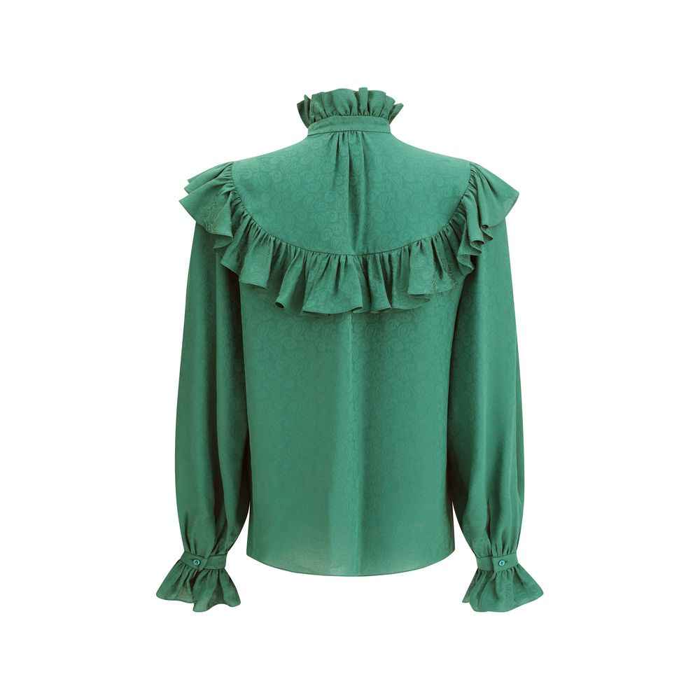 Saint Laurent Green Silk Blouse
