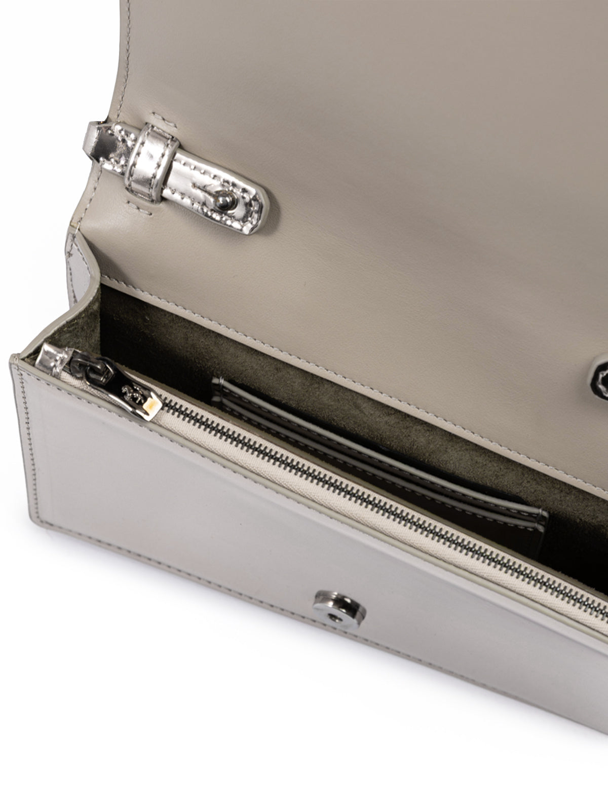 Ferrari Metal Silver GT patent leather bag with chain