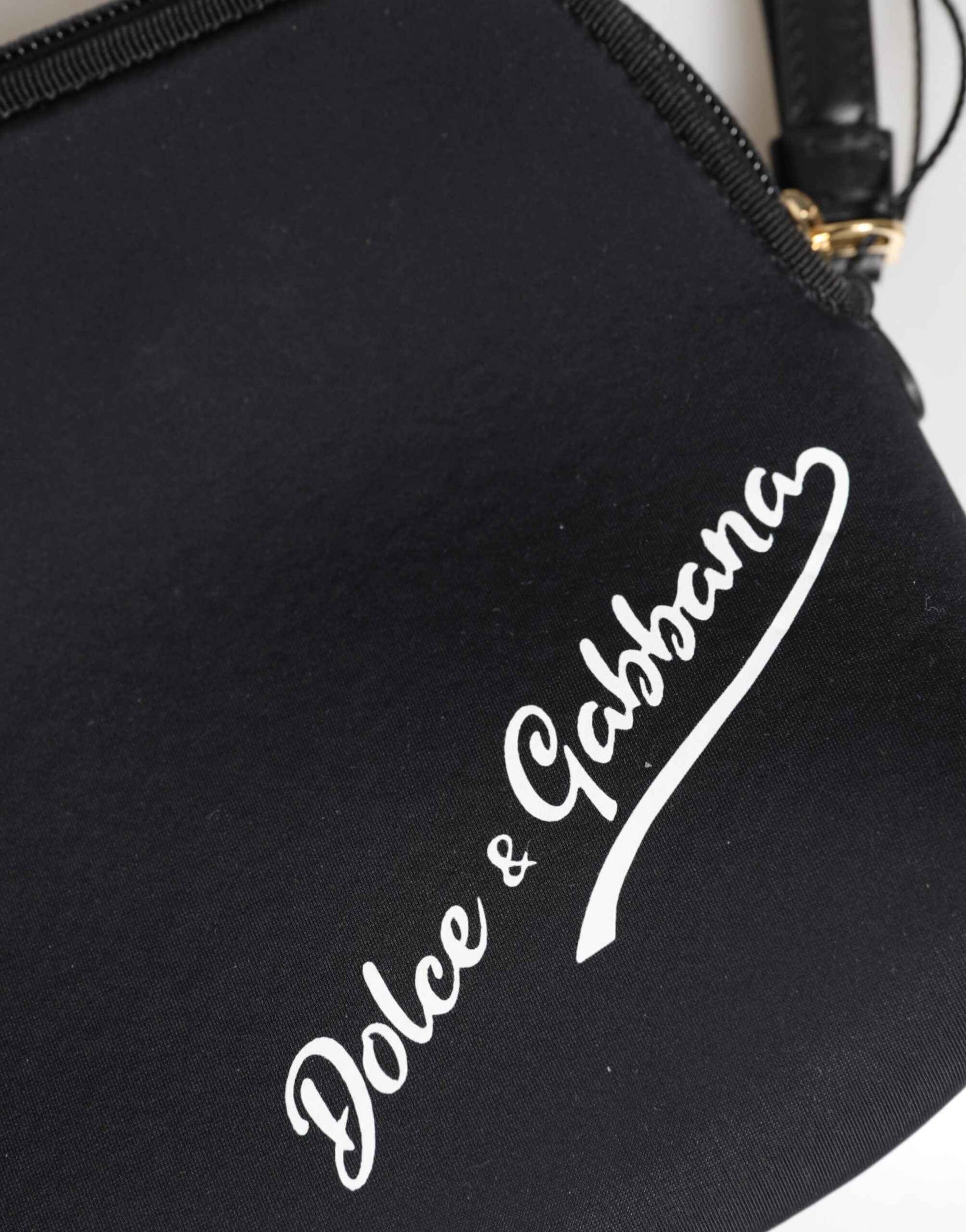Dolce & Gabbana Black Solid Nylon DG LogoPrint Clutch Zip Borse Pouch Bag