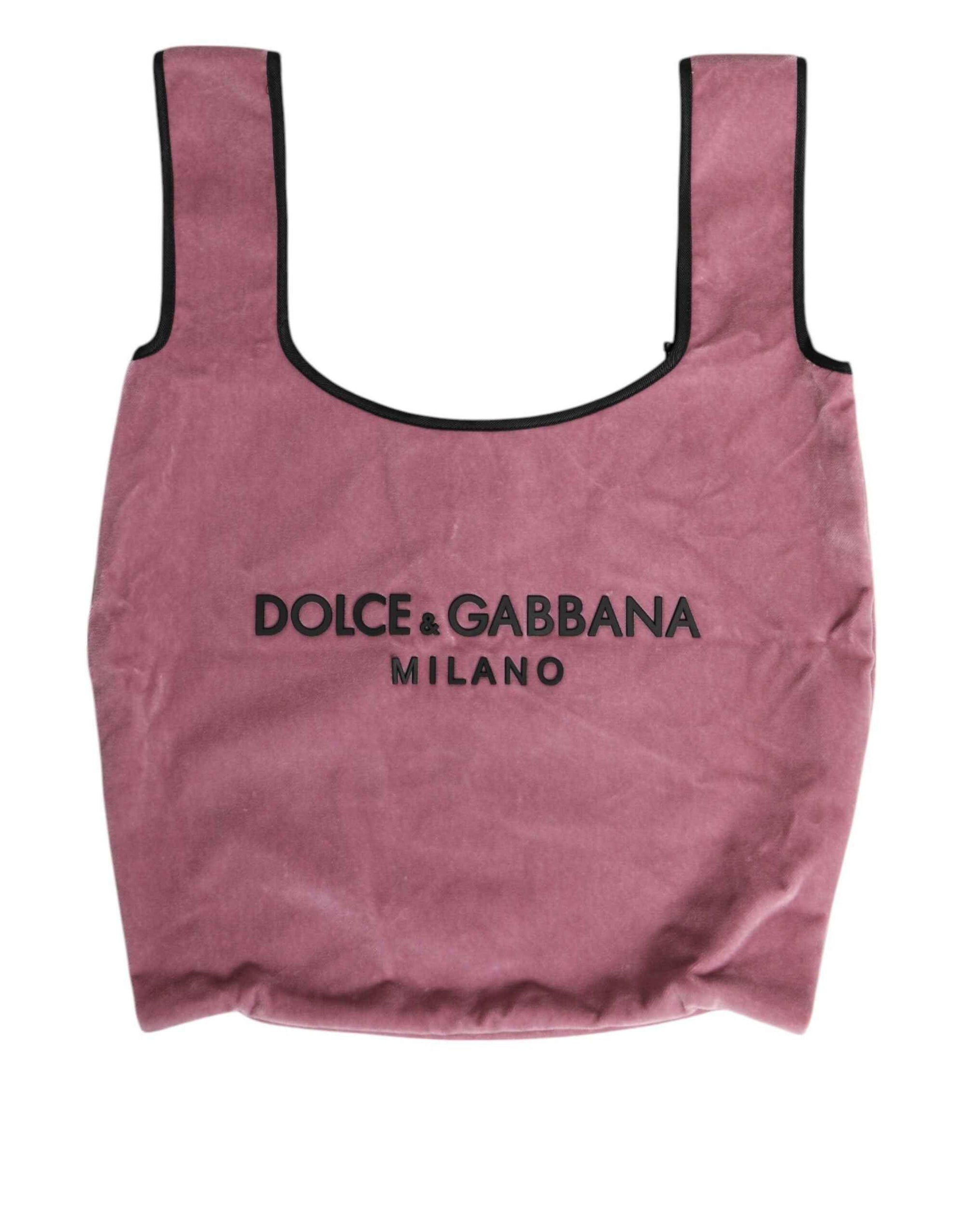 Dolce & Gabbana Pink Cotton Velvet DG MILANO Shoulder Shopping Borse Bag