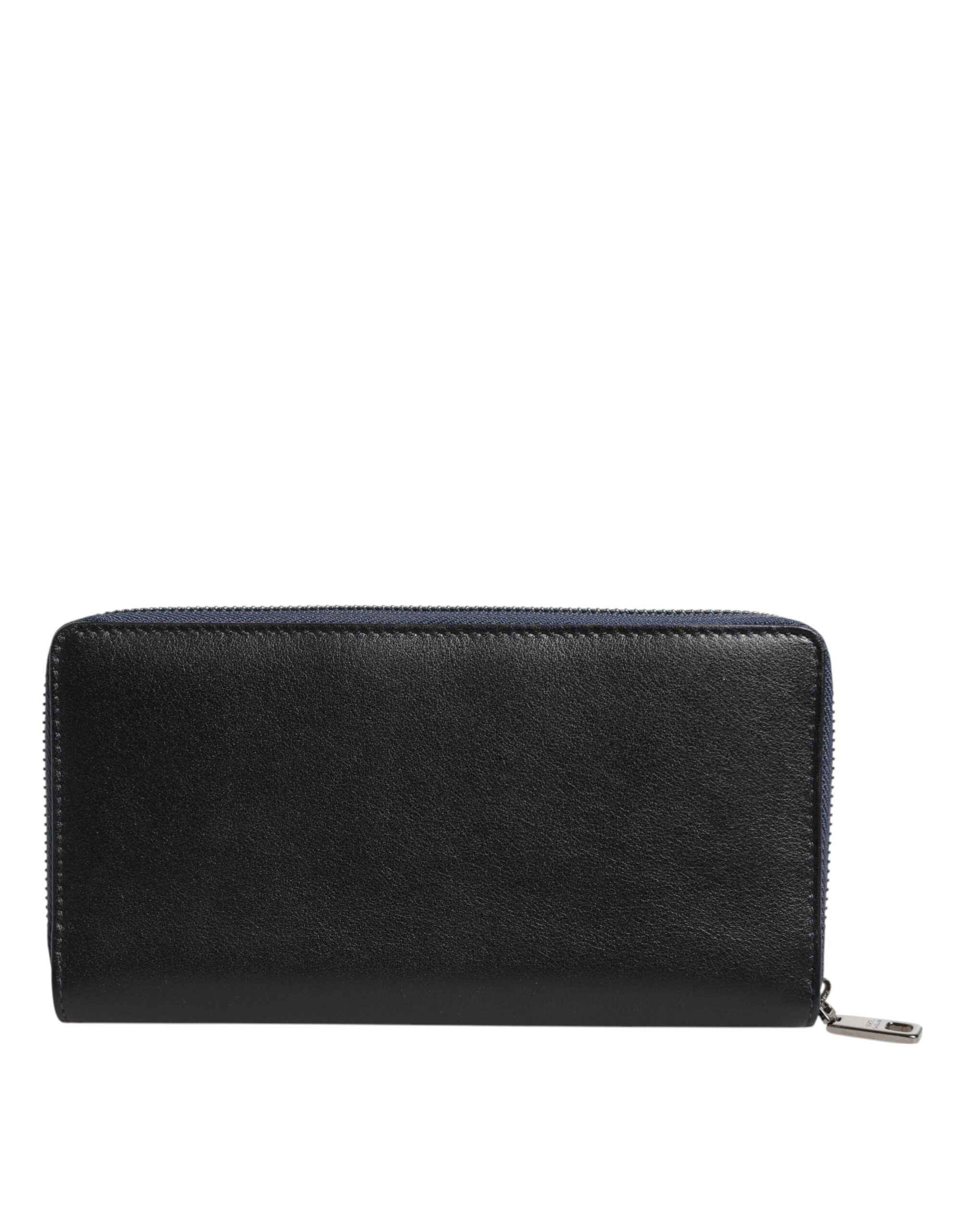 Dolce & Gabbana Black Blue Exotic Leather Men Continental Clutch Wallet