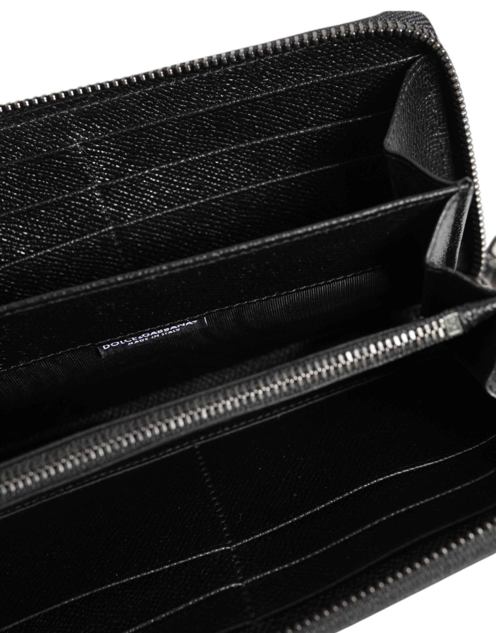 Dolce & Gabbana Black Leather #DGFAMILY Zipper Continental Mens Wallet
