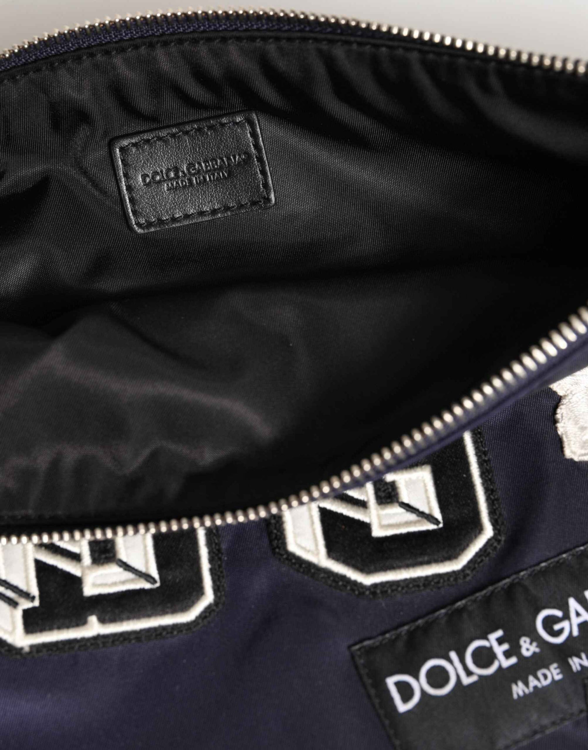 Dolce & Gabbana Blue DG Logo Patch Embellished Pouch Clutch Men Borse Bag