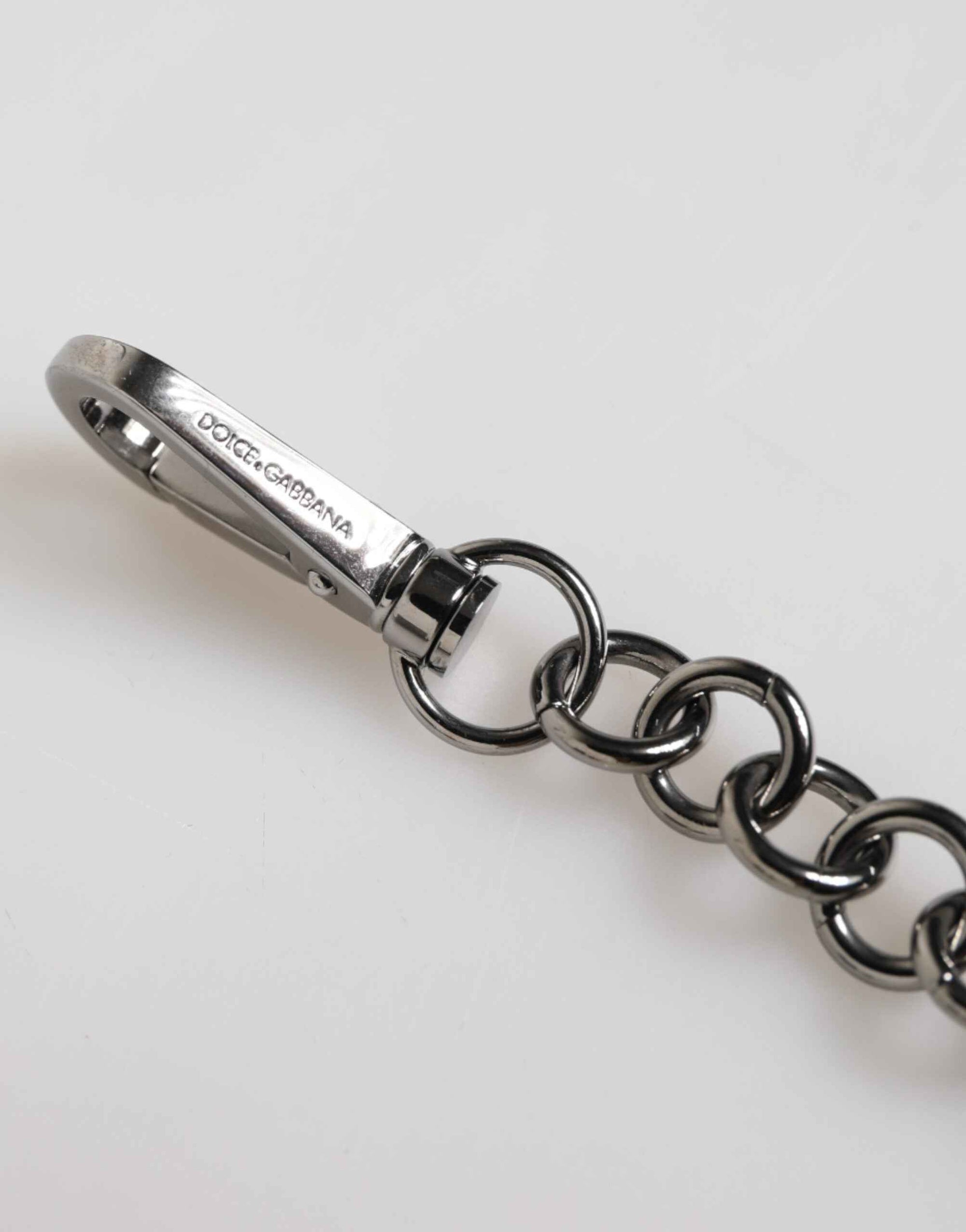 Dolce & Gabbana Blue Yellow DG Rubber Logo Silver Men Keychain Keyring